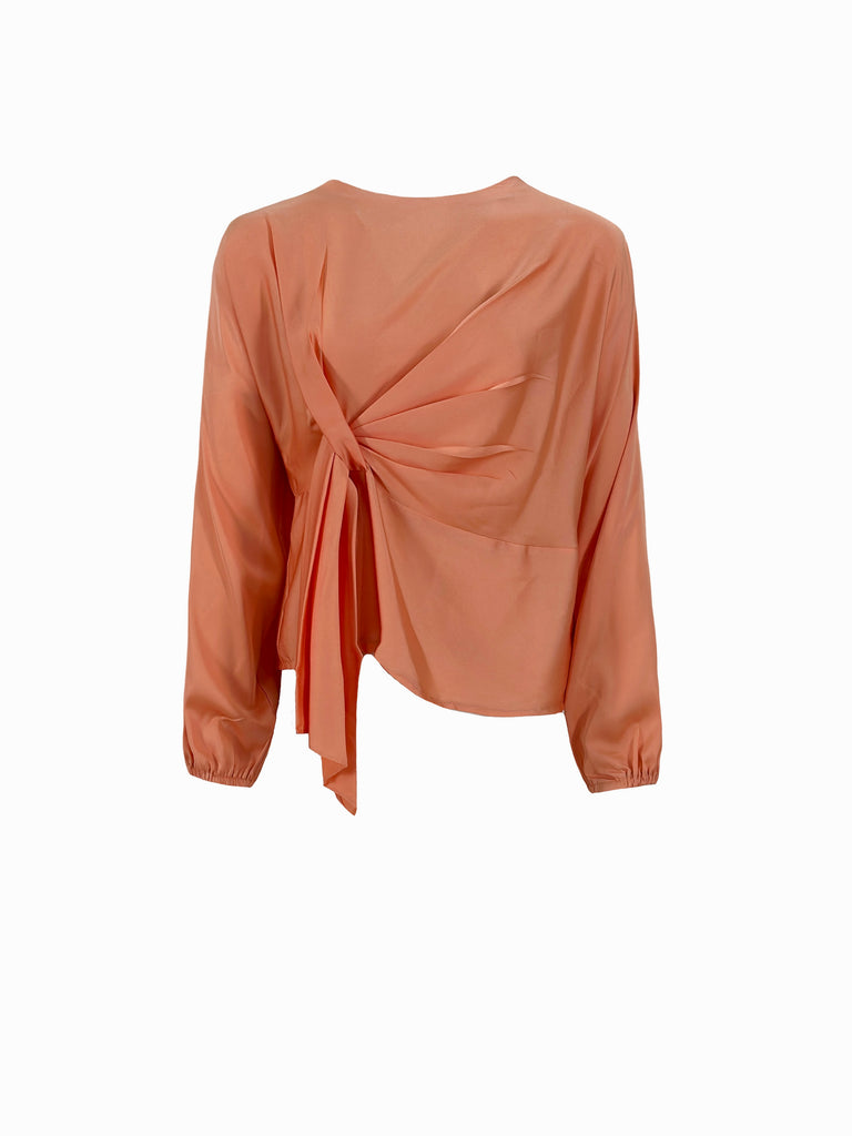 Knot Silky Blouse Peach