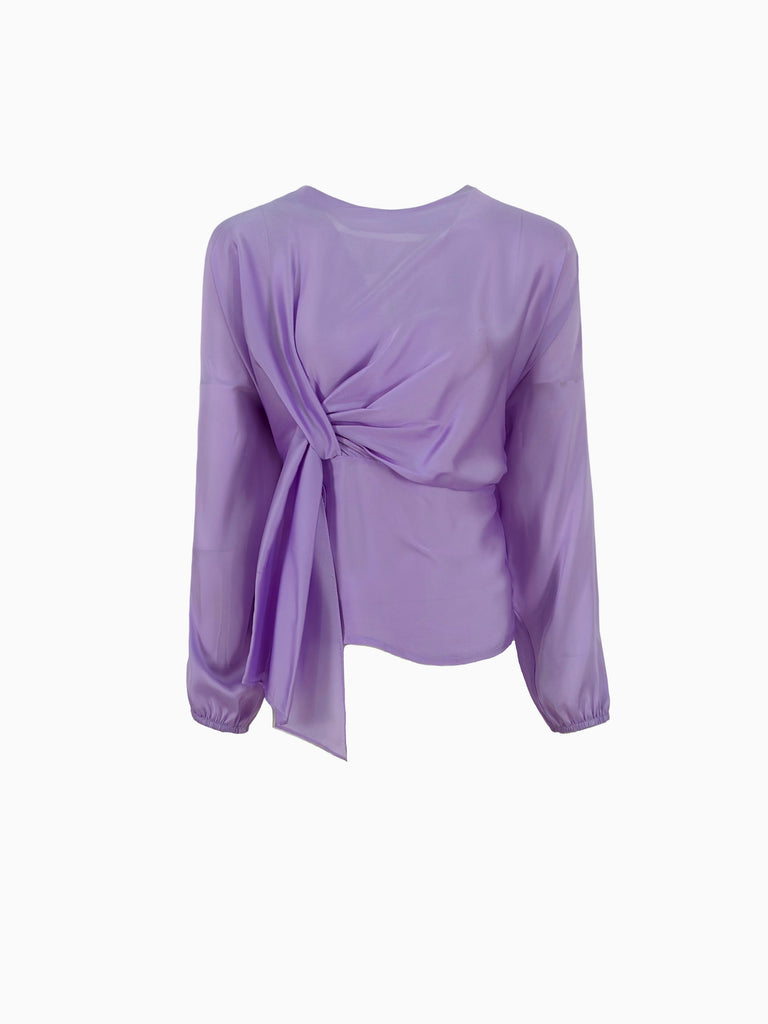 Knot Silky Blouse Lilac