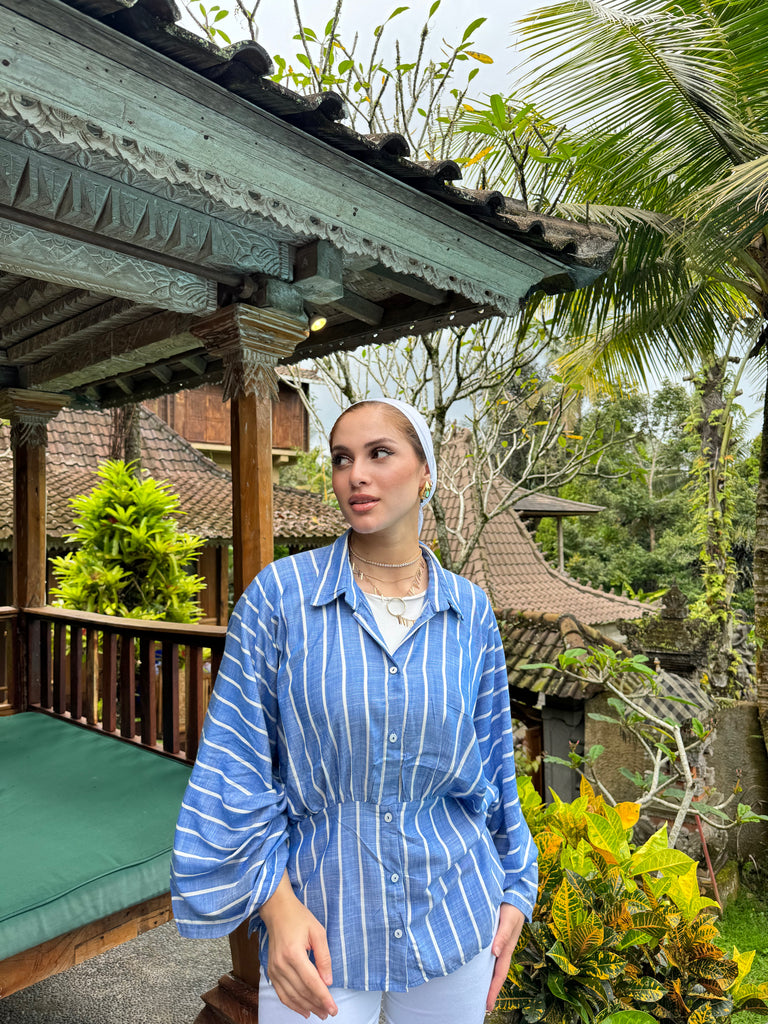 Kimono Stripe Shirt Blue