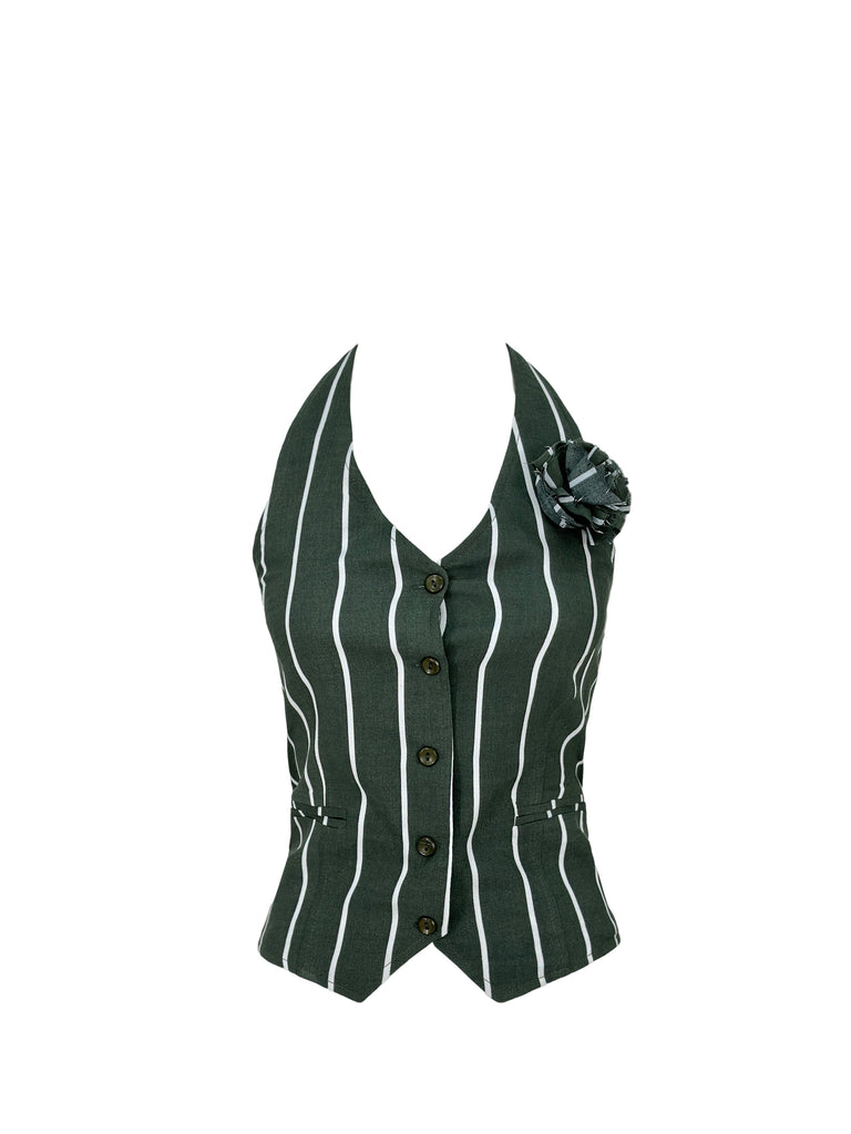 Fiore Stripped Set Vest Olive