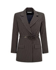 Fiore Stripe Long Blazer Brown