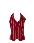 Fiore Stripped Set Vest Cherry