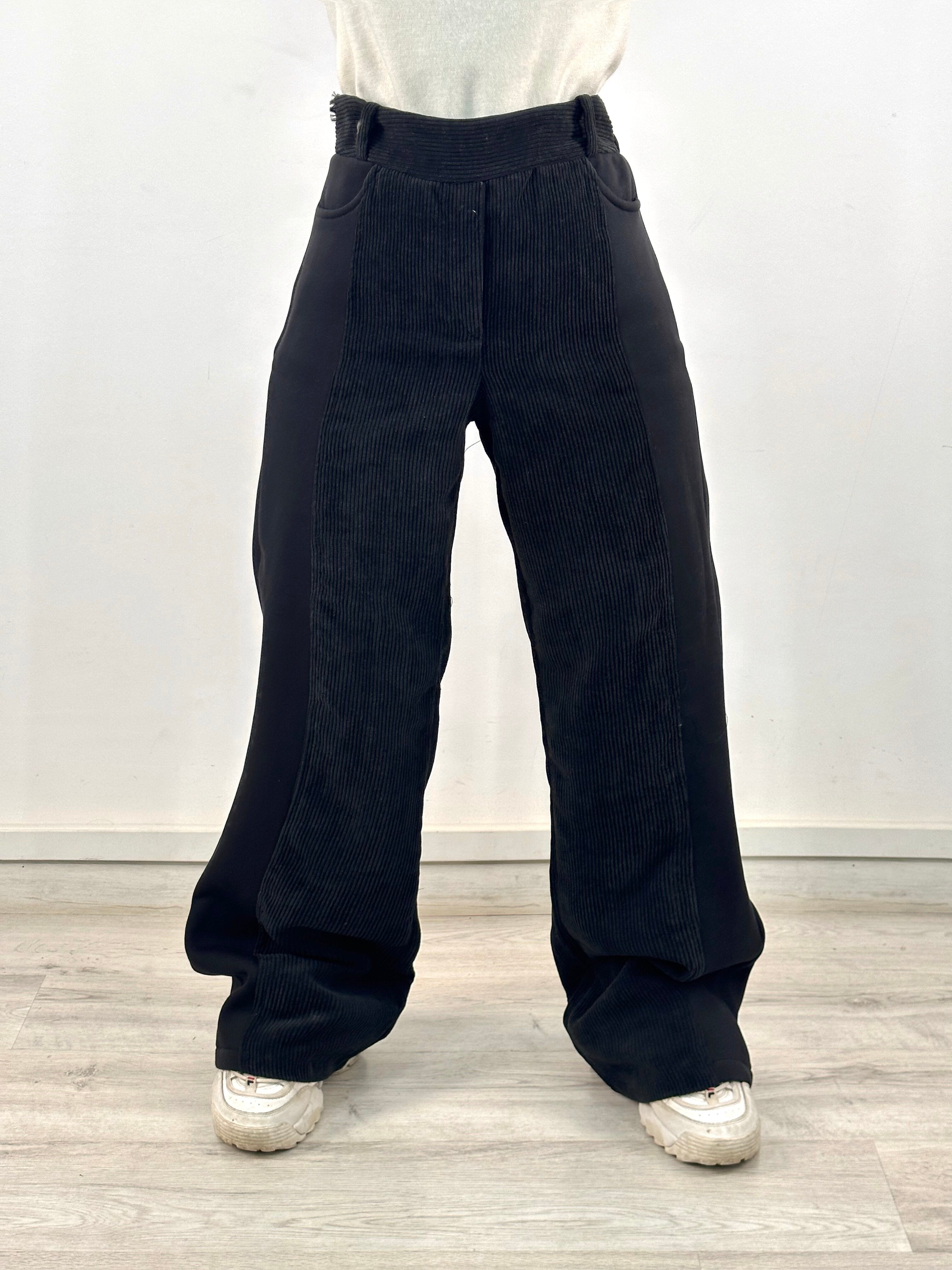 Two Tone Wide Pants Black