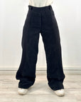 Two Tone Wide Pants Black