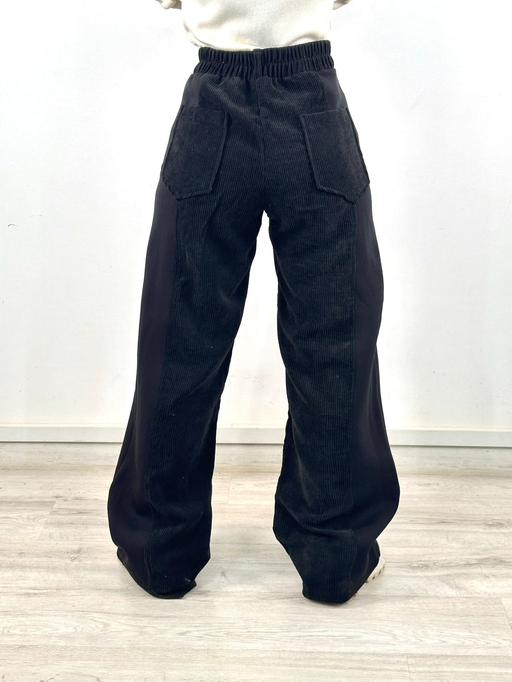 Two Tone Wide Pants Black