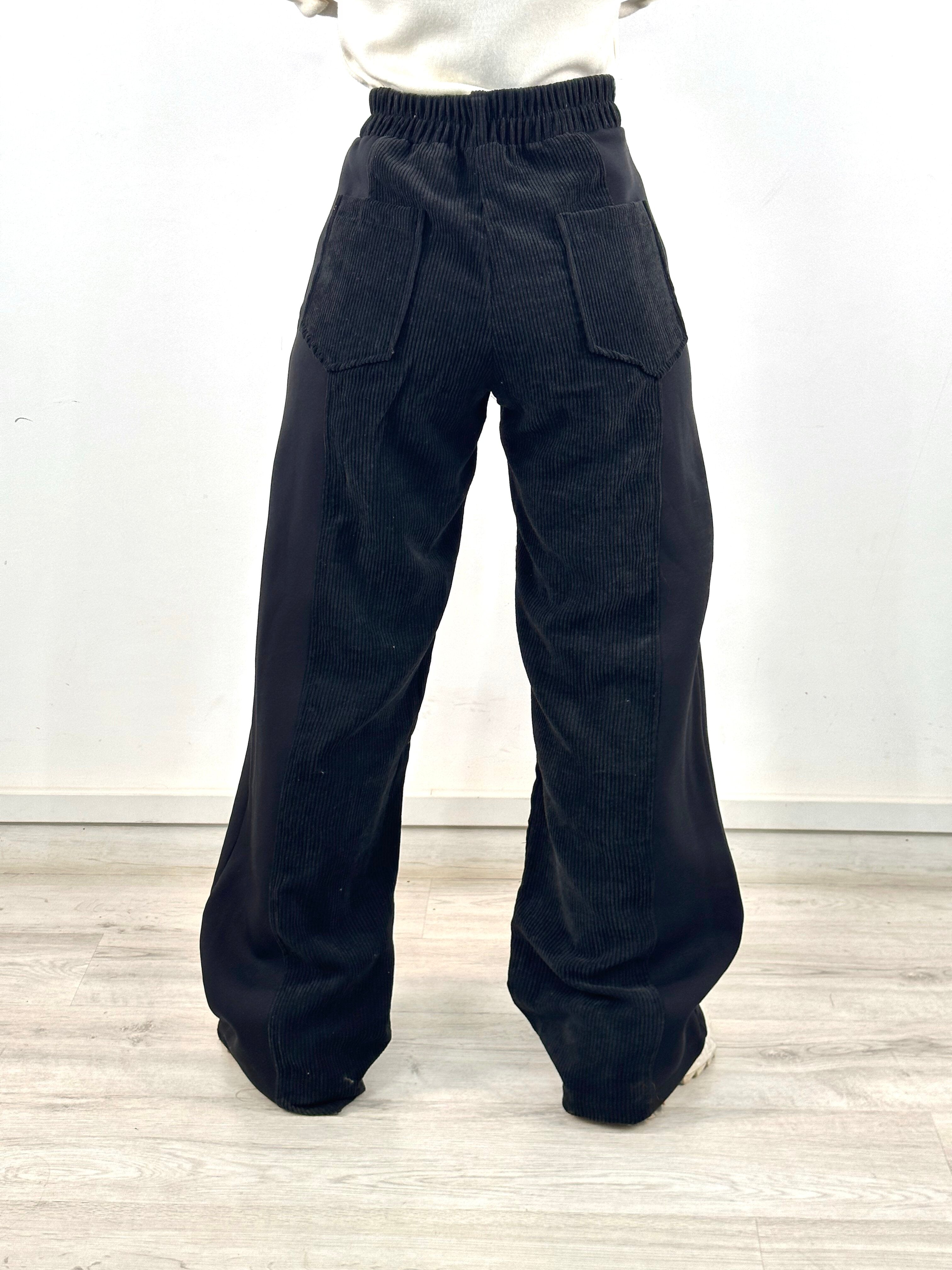 Two Tone Wide Pants Black