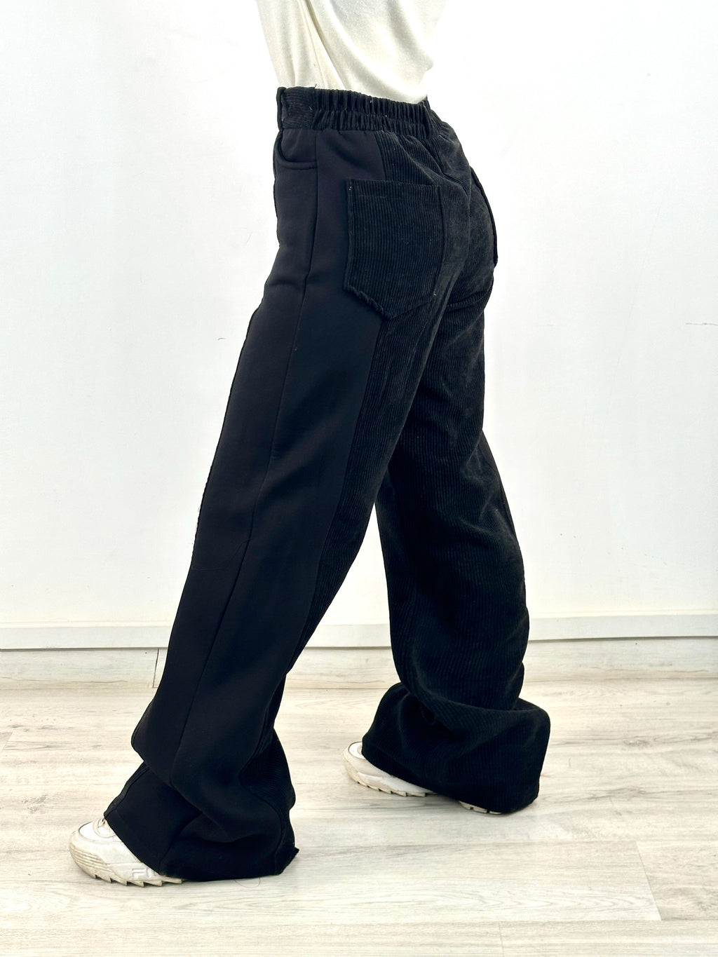 Two Tone Wide Pants Black