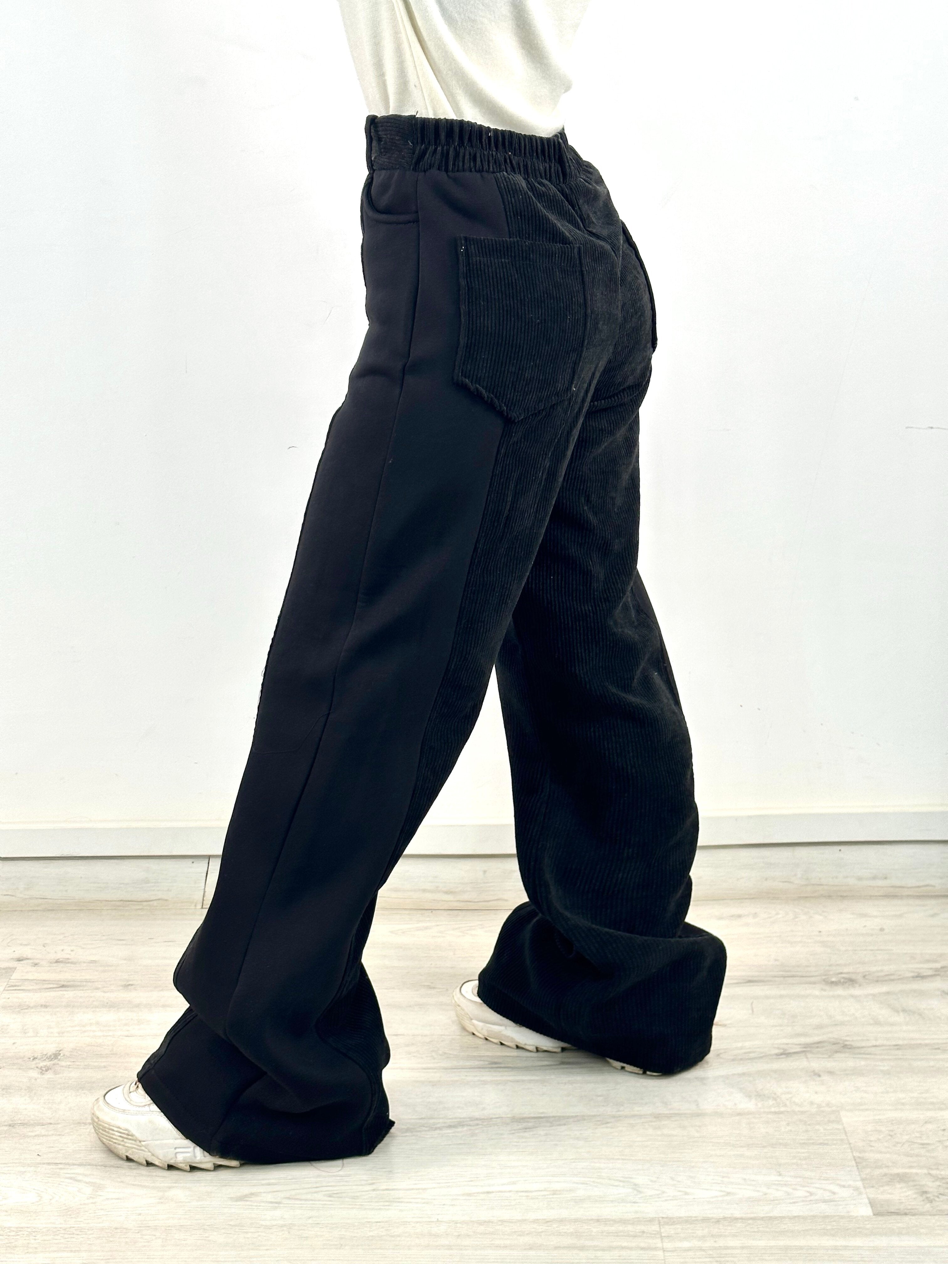 Two Tone Wide Pants Black