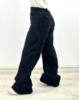 Two Tone Wide Pants Black