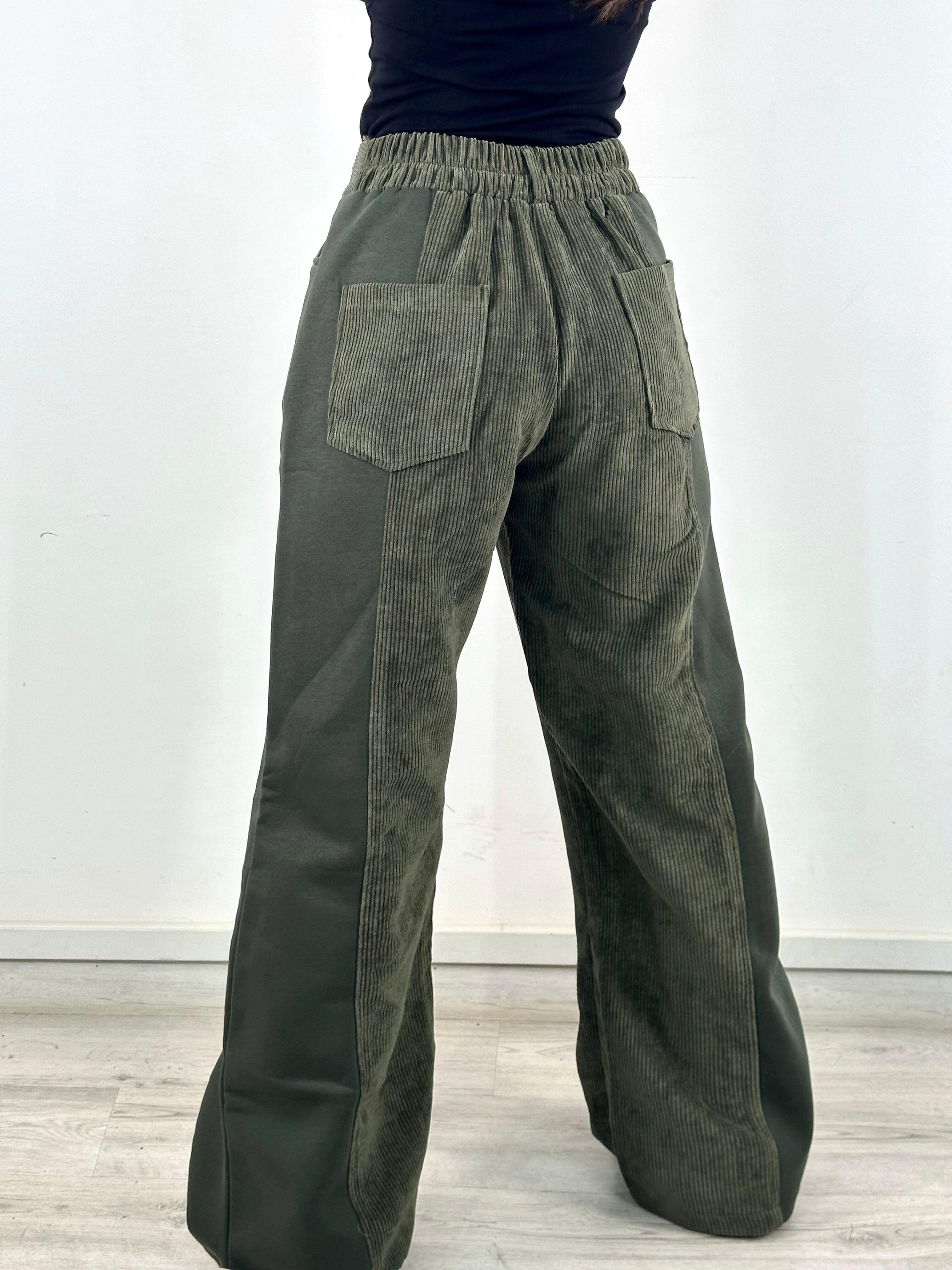 Two Tone Wide Pants Olive