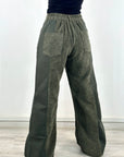 Two Tone Wide Pants Olive