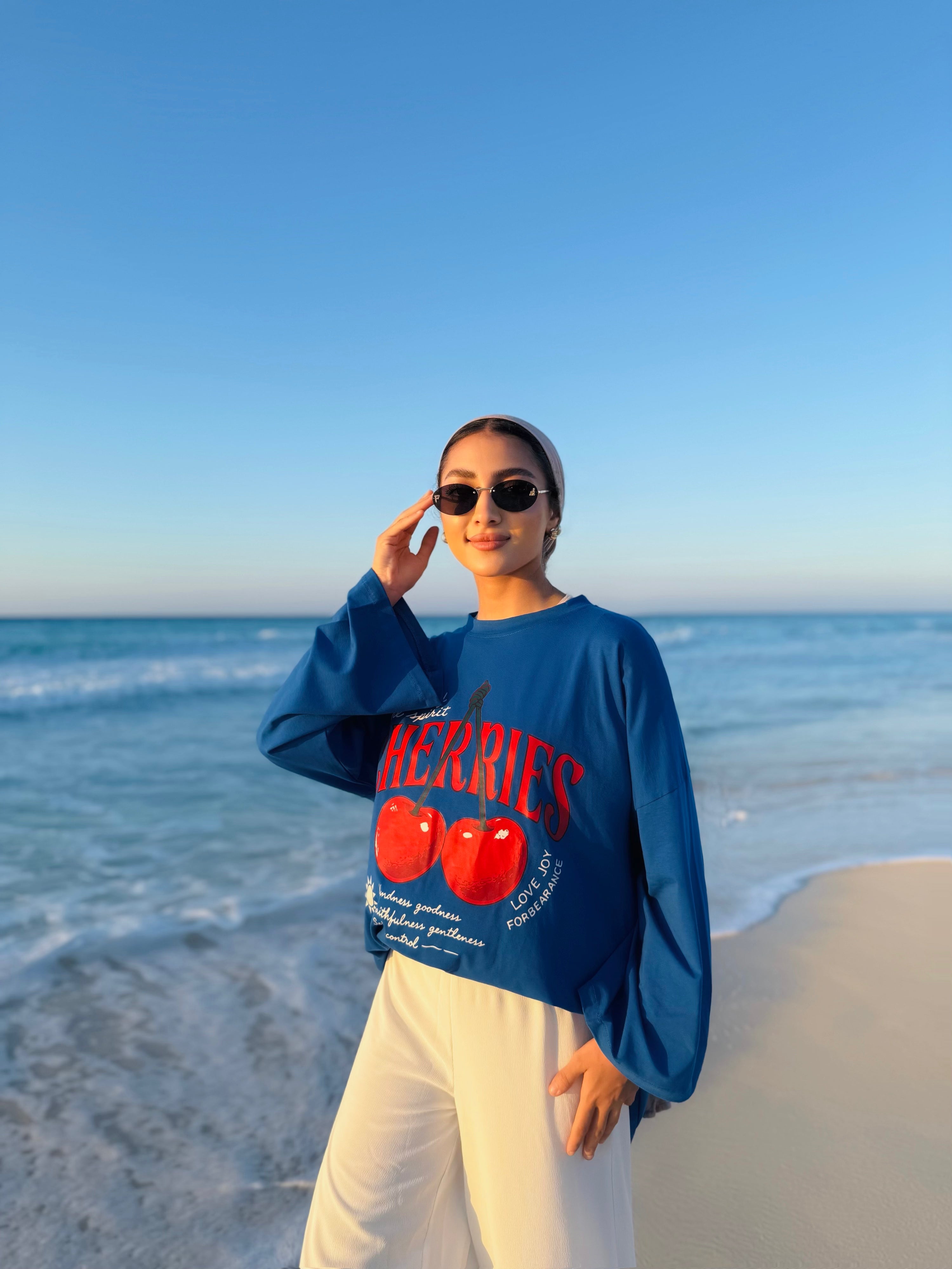 Blue Cherries Long T-Shirt