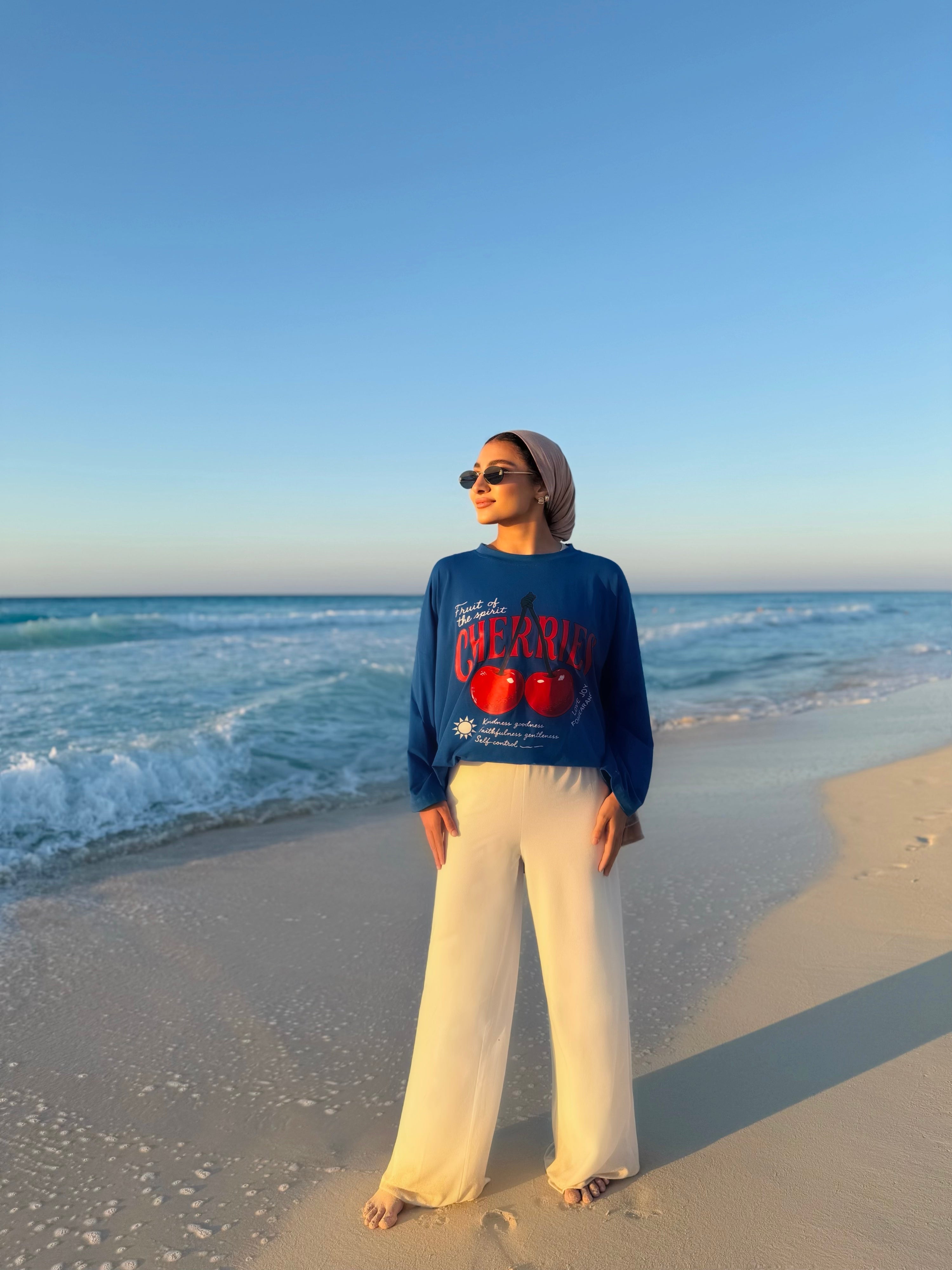 Blue Cherries Long T-Shirt