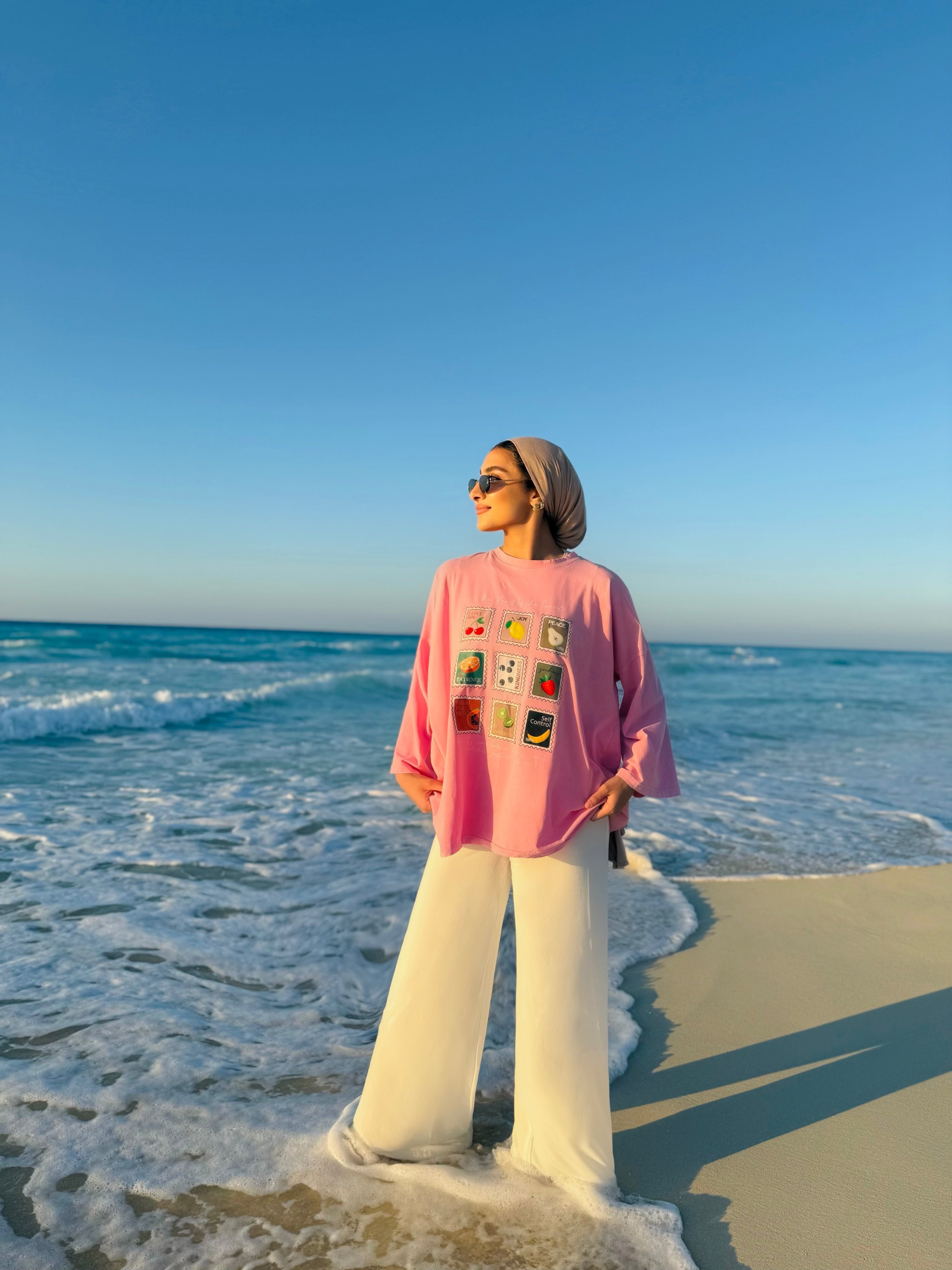 Pink Stamps Long T-Shirt
