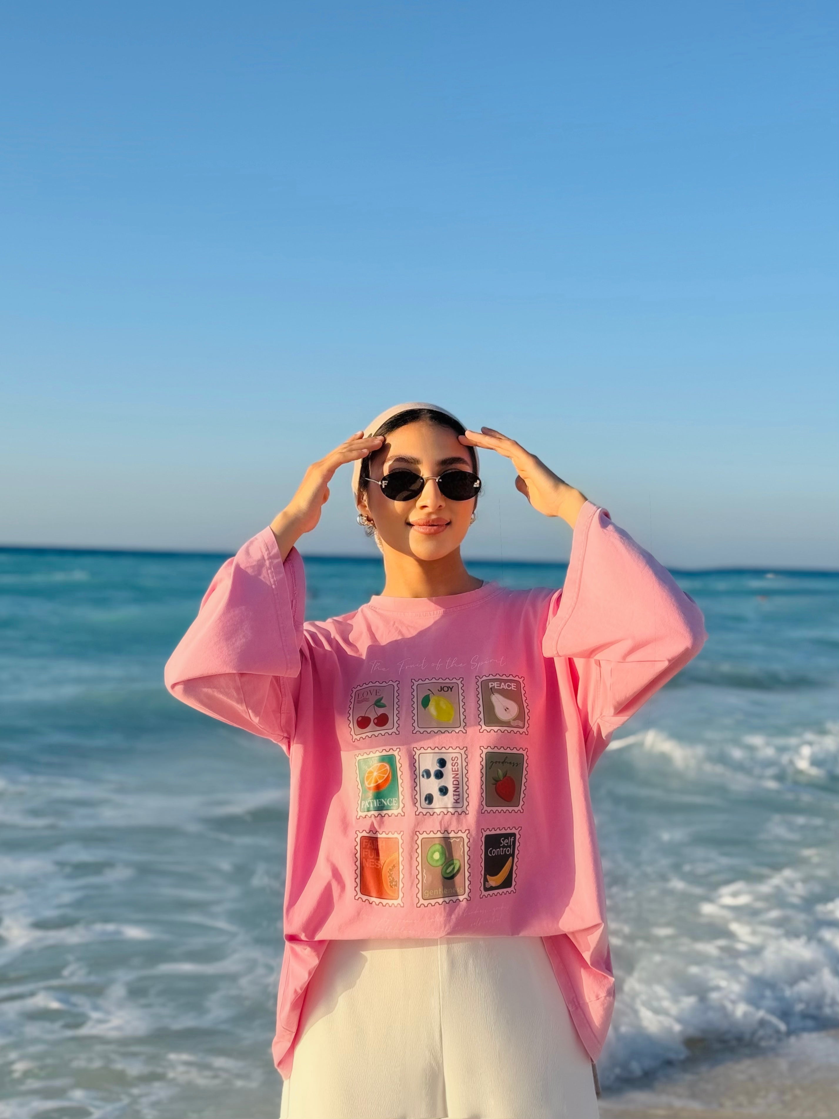 Pink Stamps Long T-Shirt
