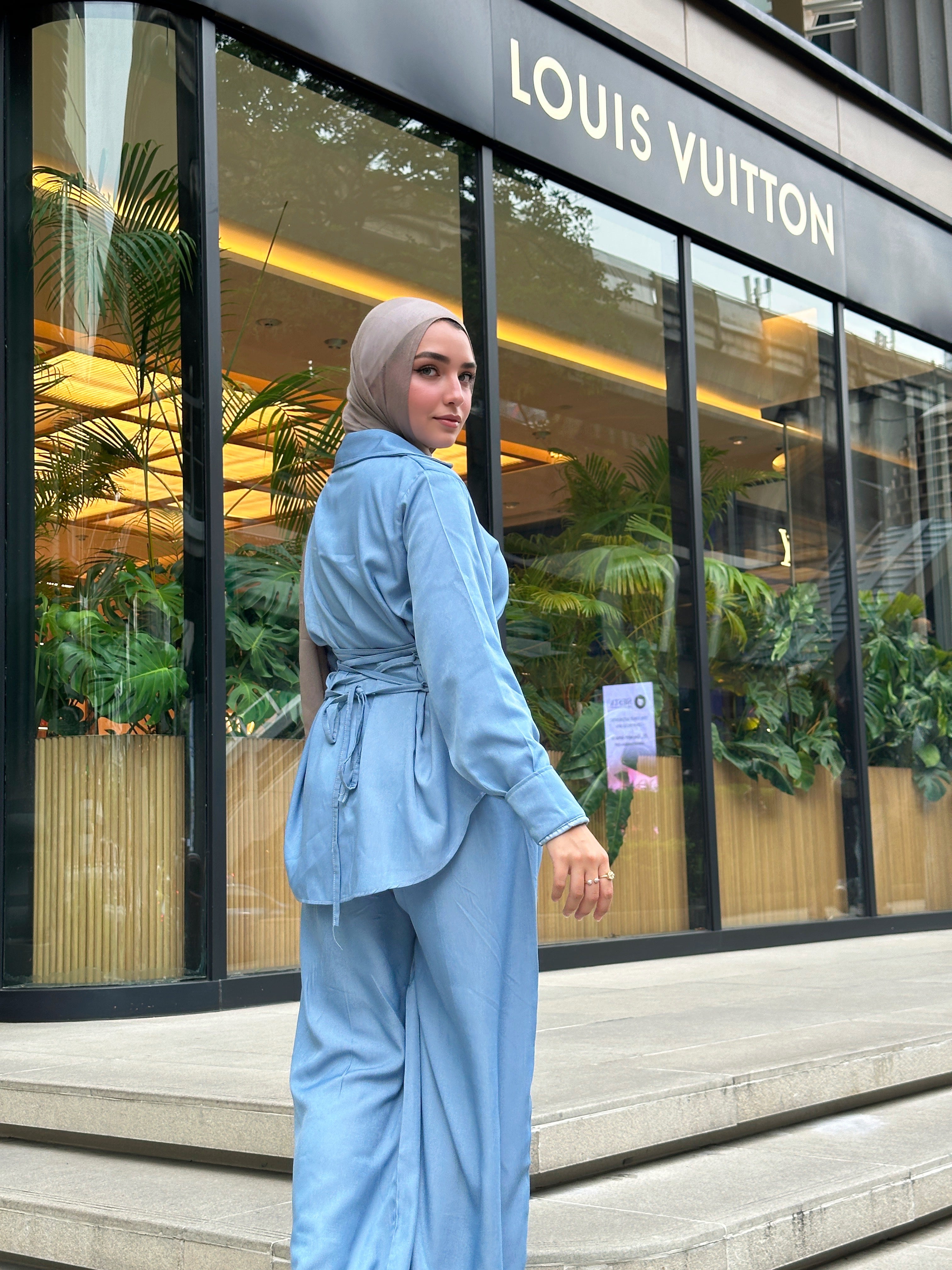 Shiny Denim Set Shirt