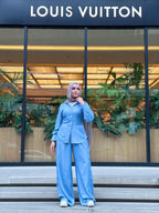 Shiny Denim Set Shirt