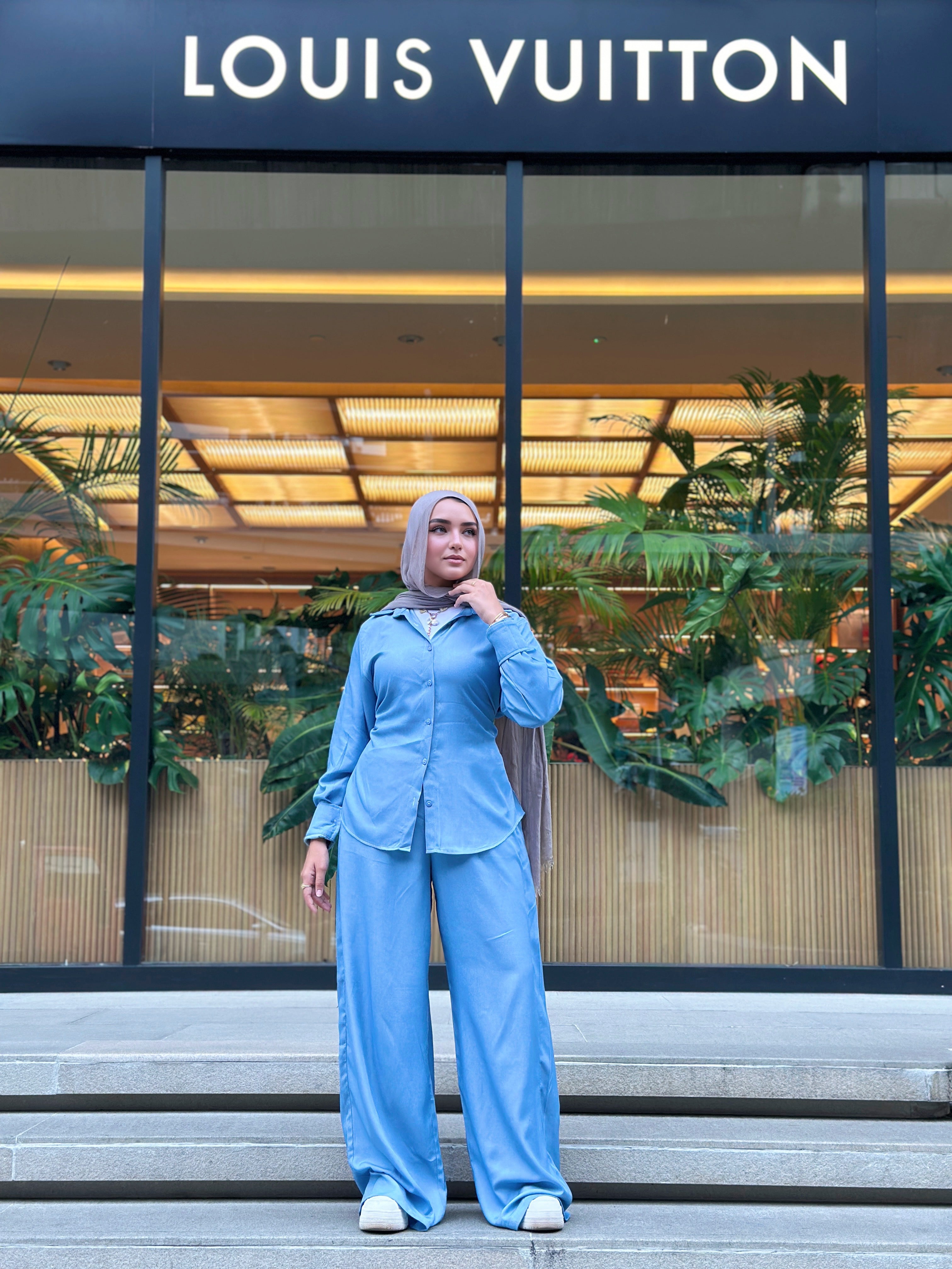 Shiny Denim Set Shirt