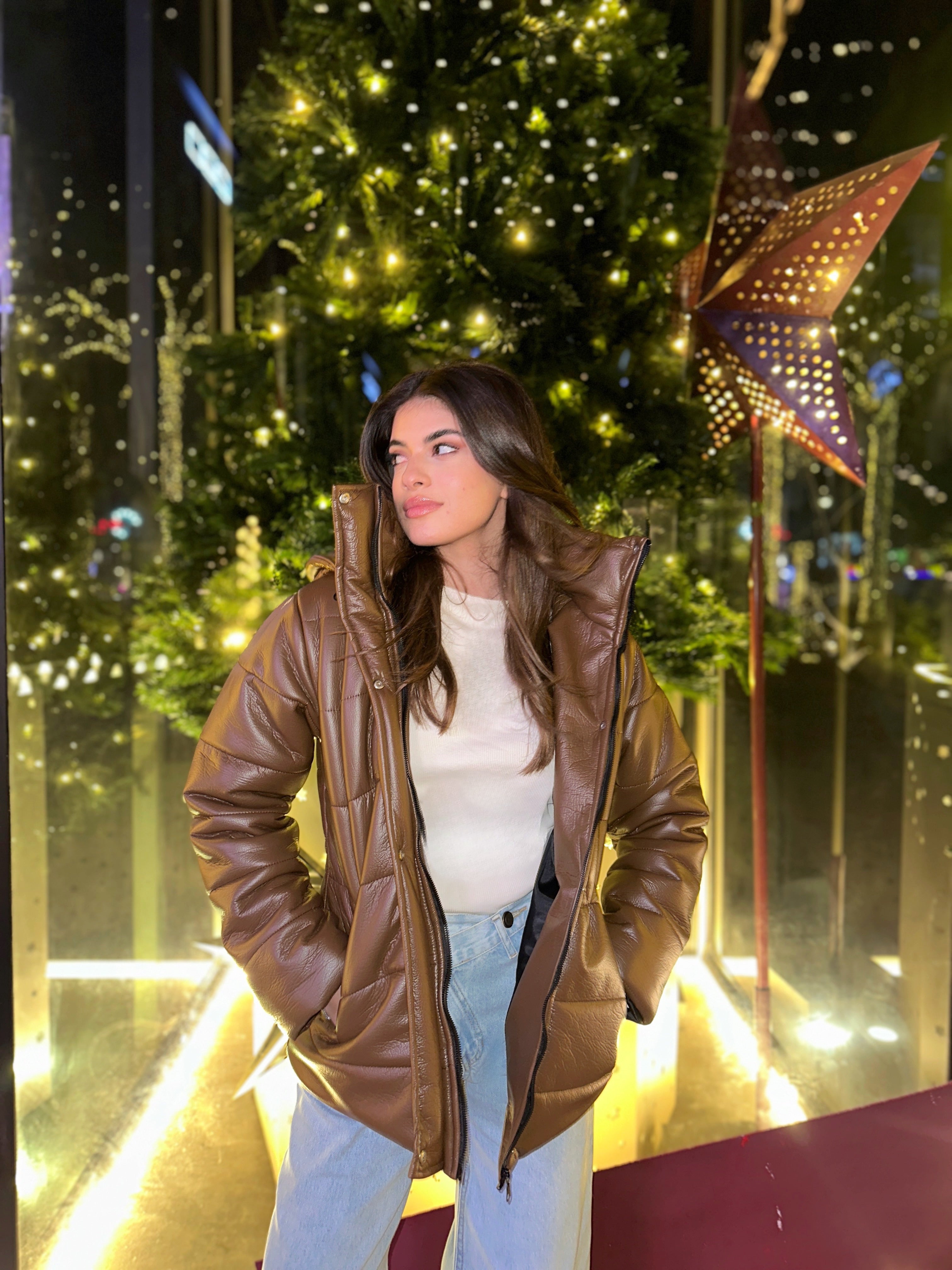 Leather Puffed Jacket