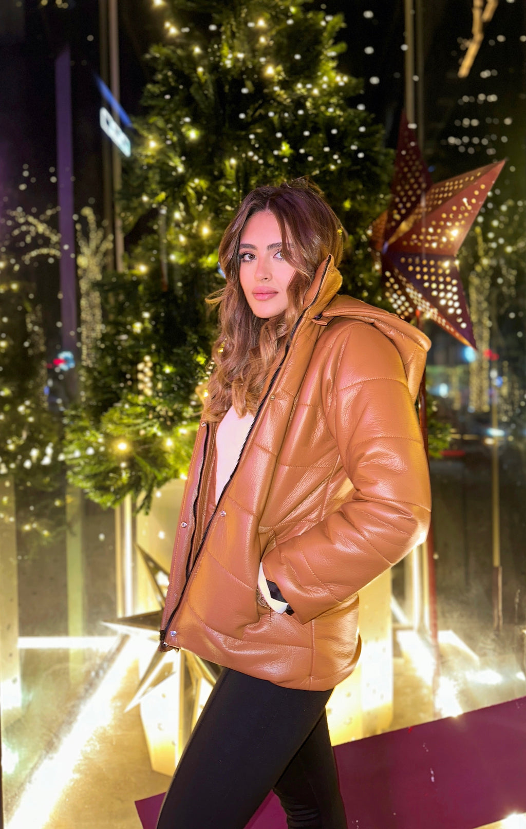 Leather Puffed Jacket