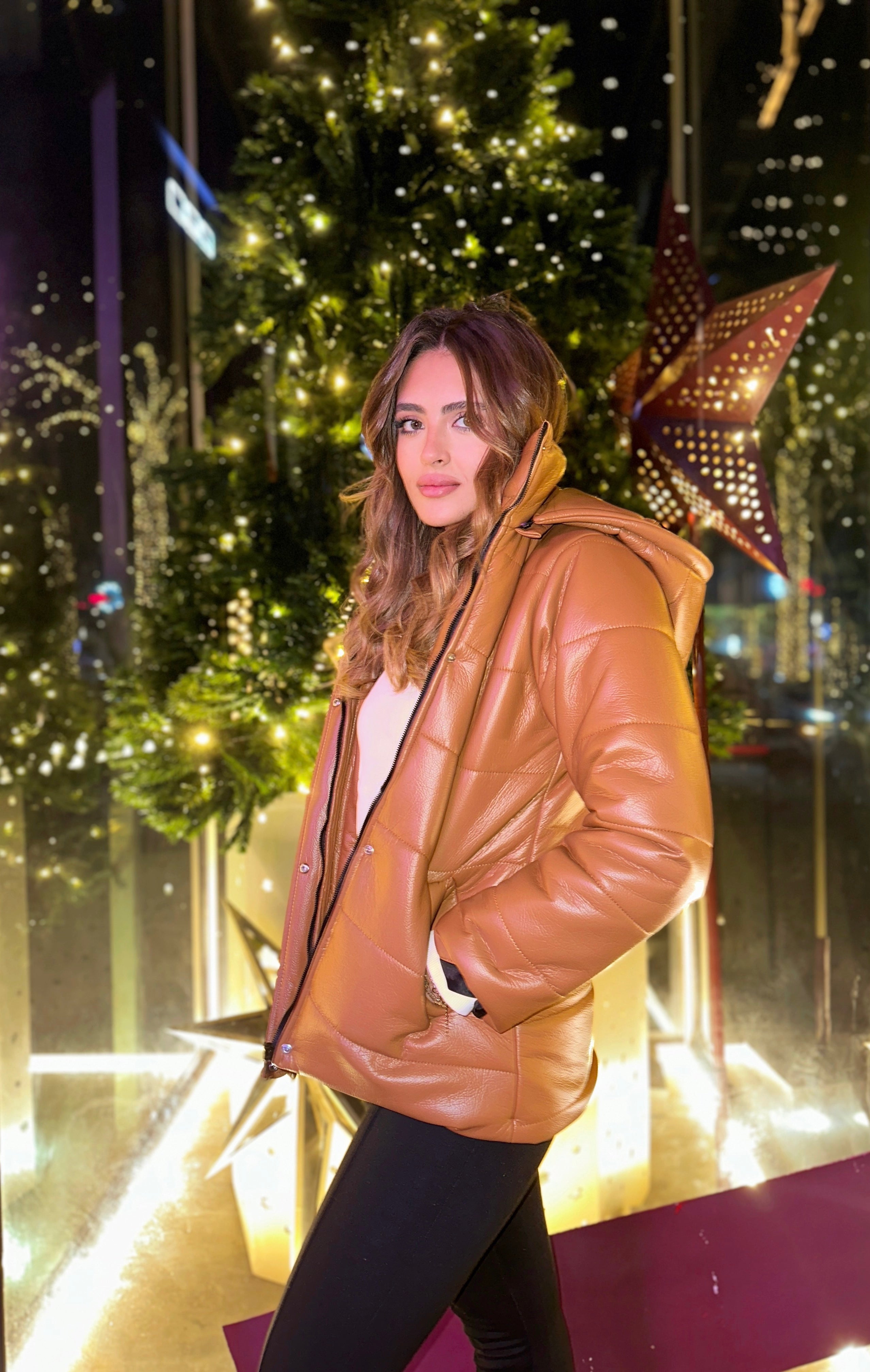 Leather Puffed Jacket