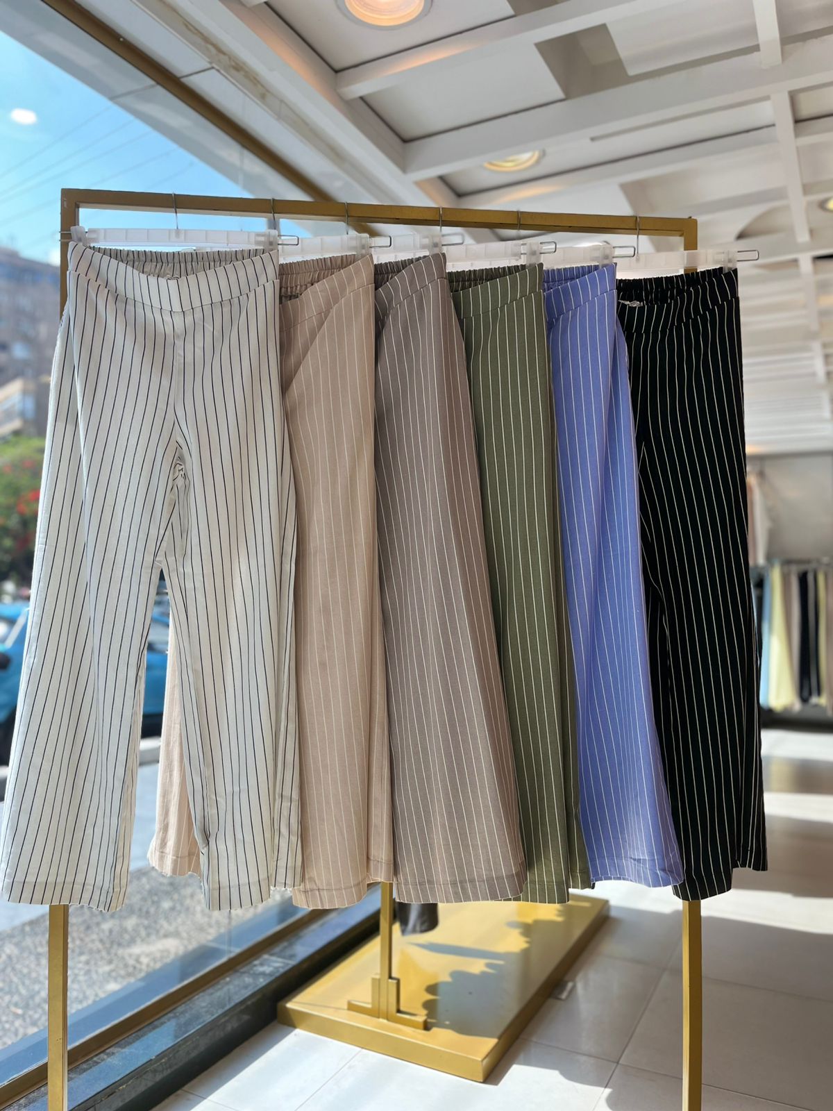 Linen Stripes Snatched Set Pants