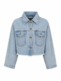 Cropped Unfinished Denim Jacket