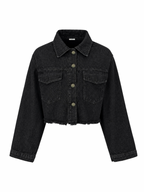 Cropped Unfinished Denim Jacket