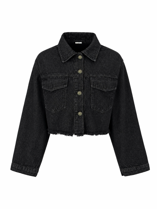 Cropped Unfinished Denim Jacket