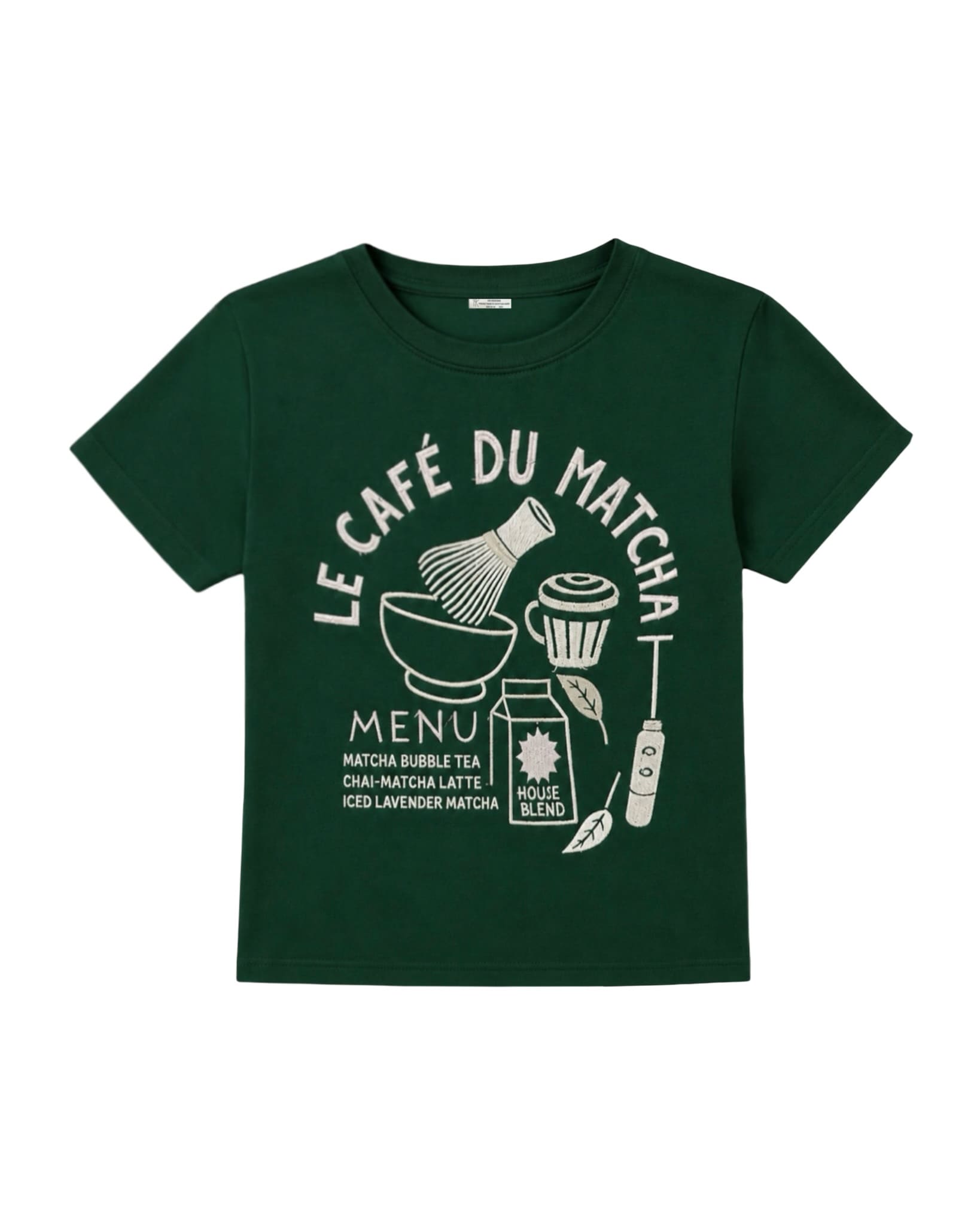 Le Cafe du Matcha Embroidered kids T-Shirt