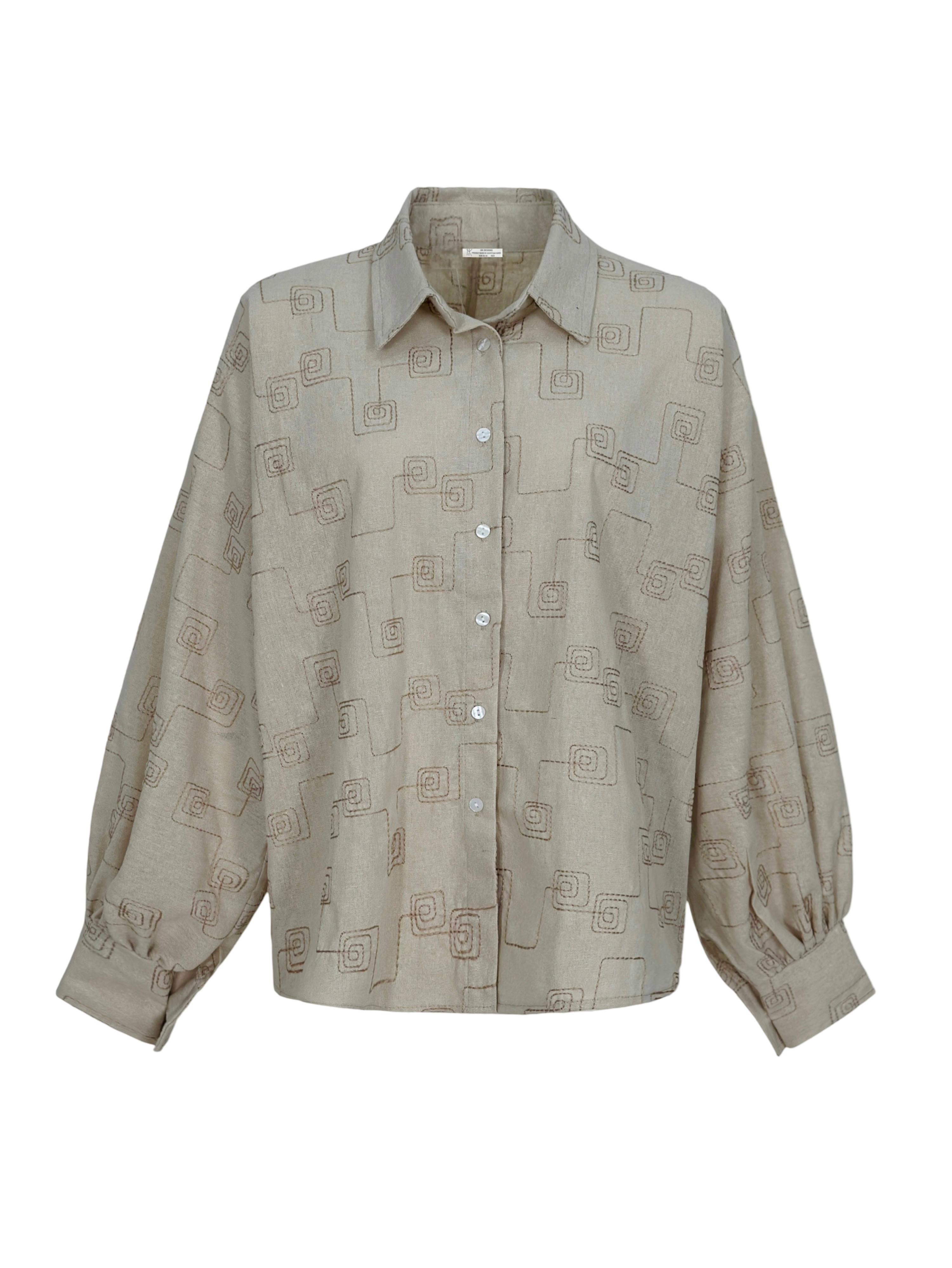 Oversized Embroidered Linen Shirt
