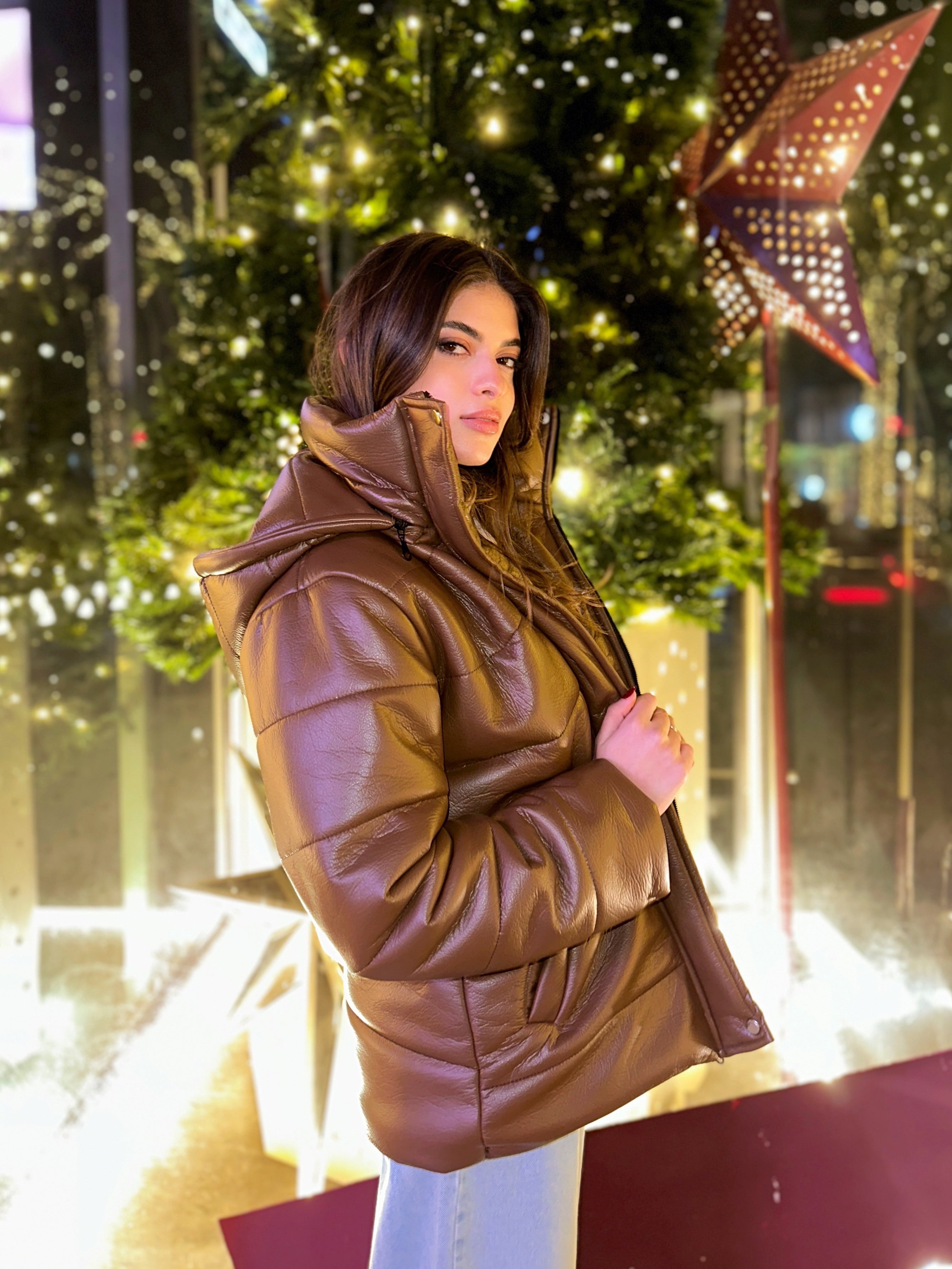 Leather Puffed Jacket