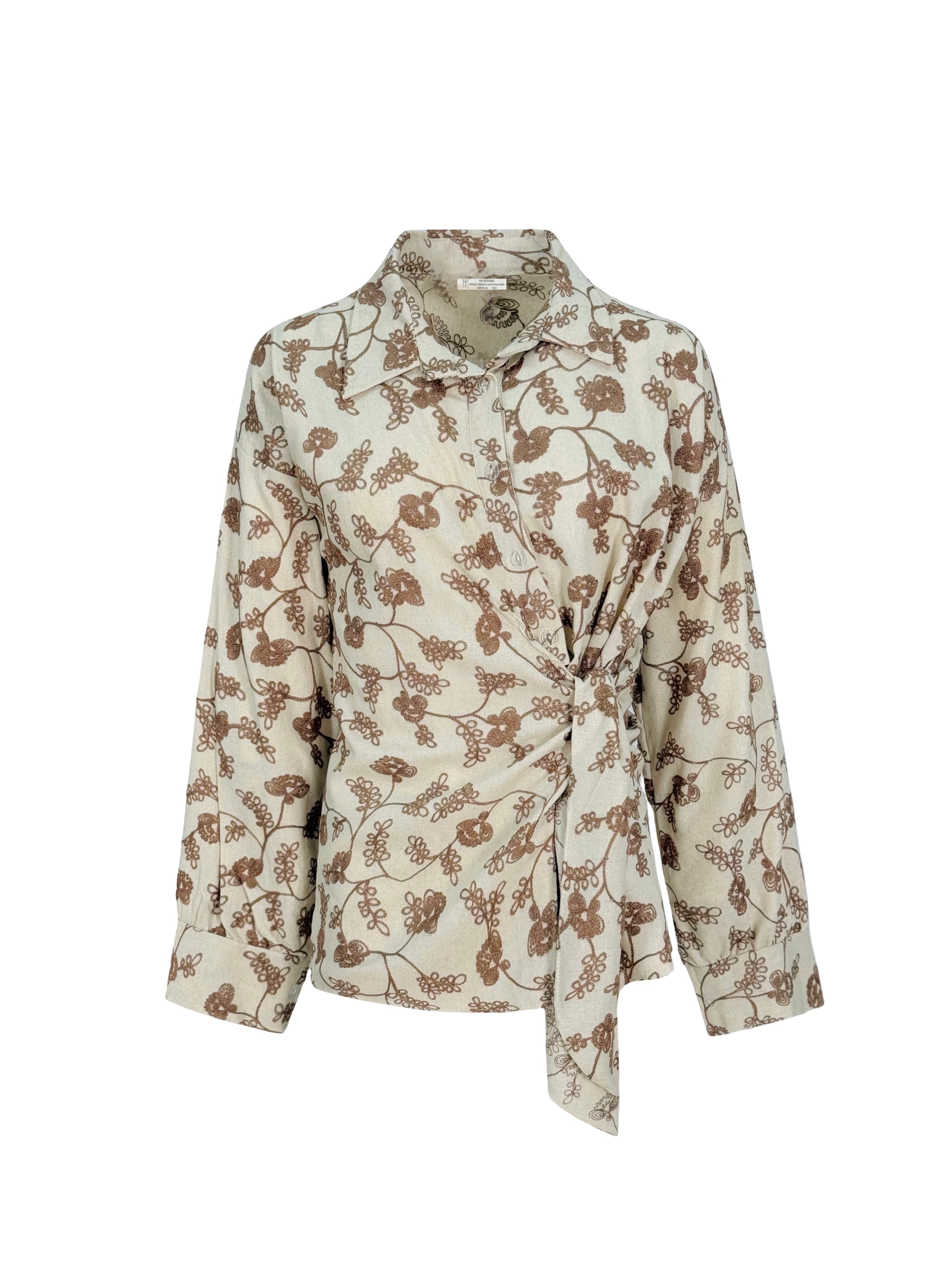 Embroidered Wrap Shirt