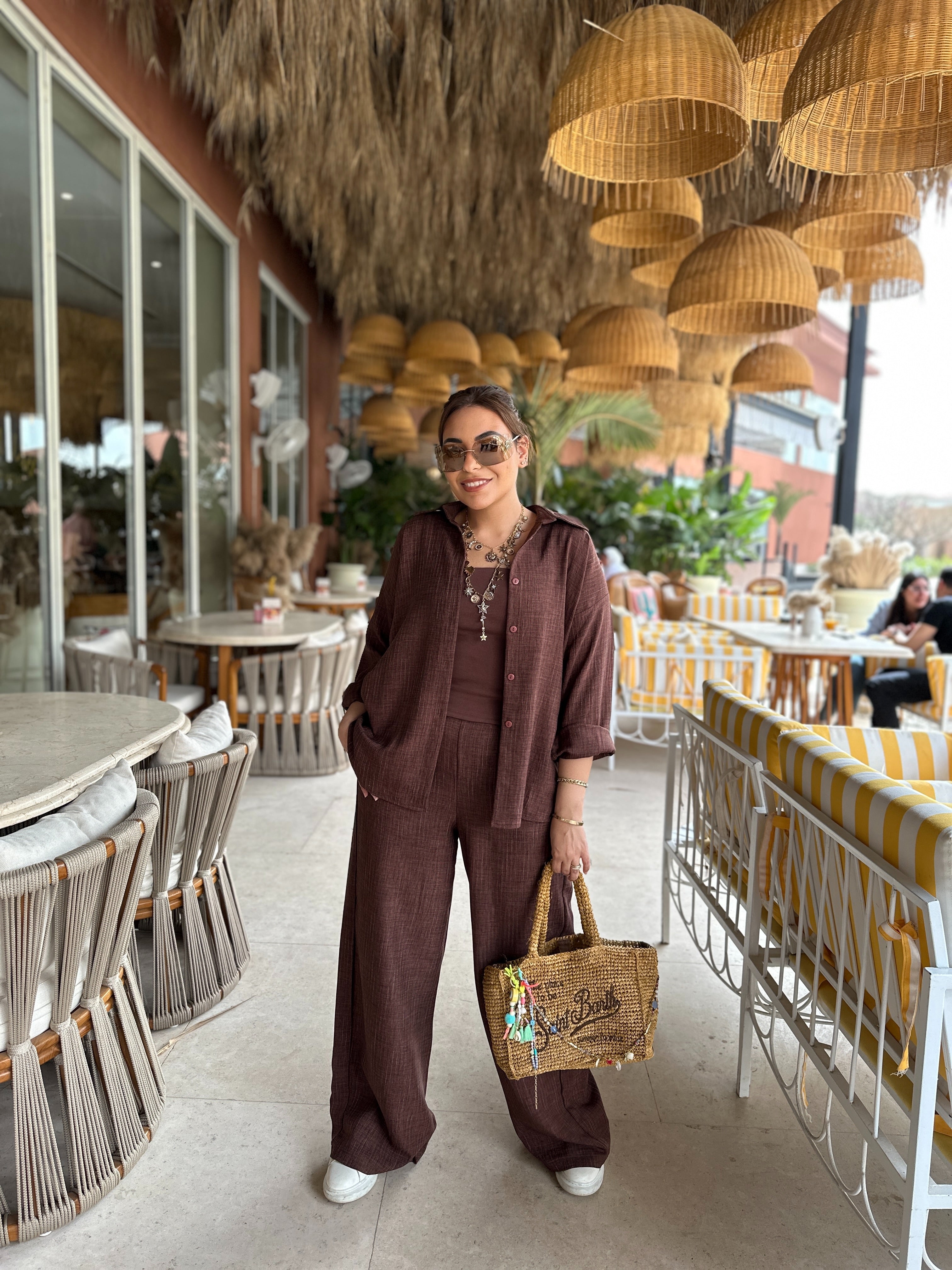 Soft Stripe Linen Set Pants