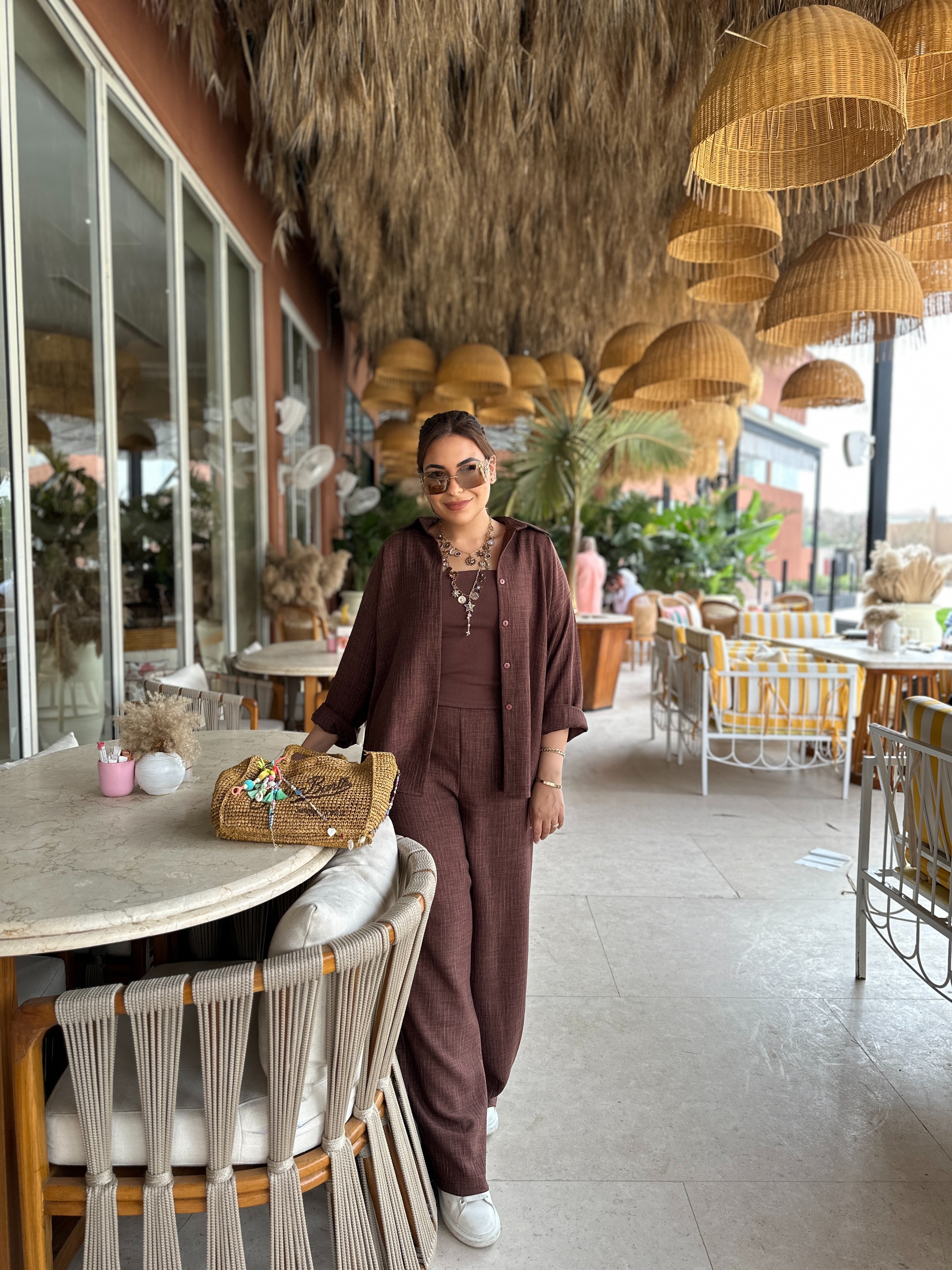 Soft Stripe Linen Set Pants