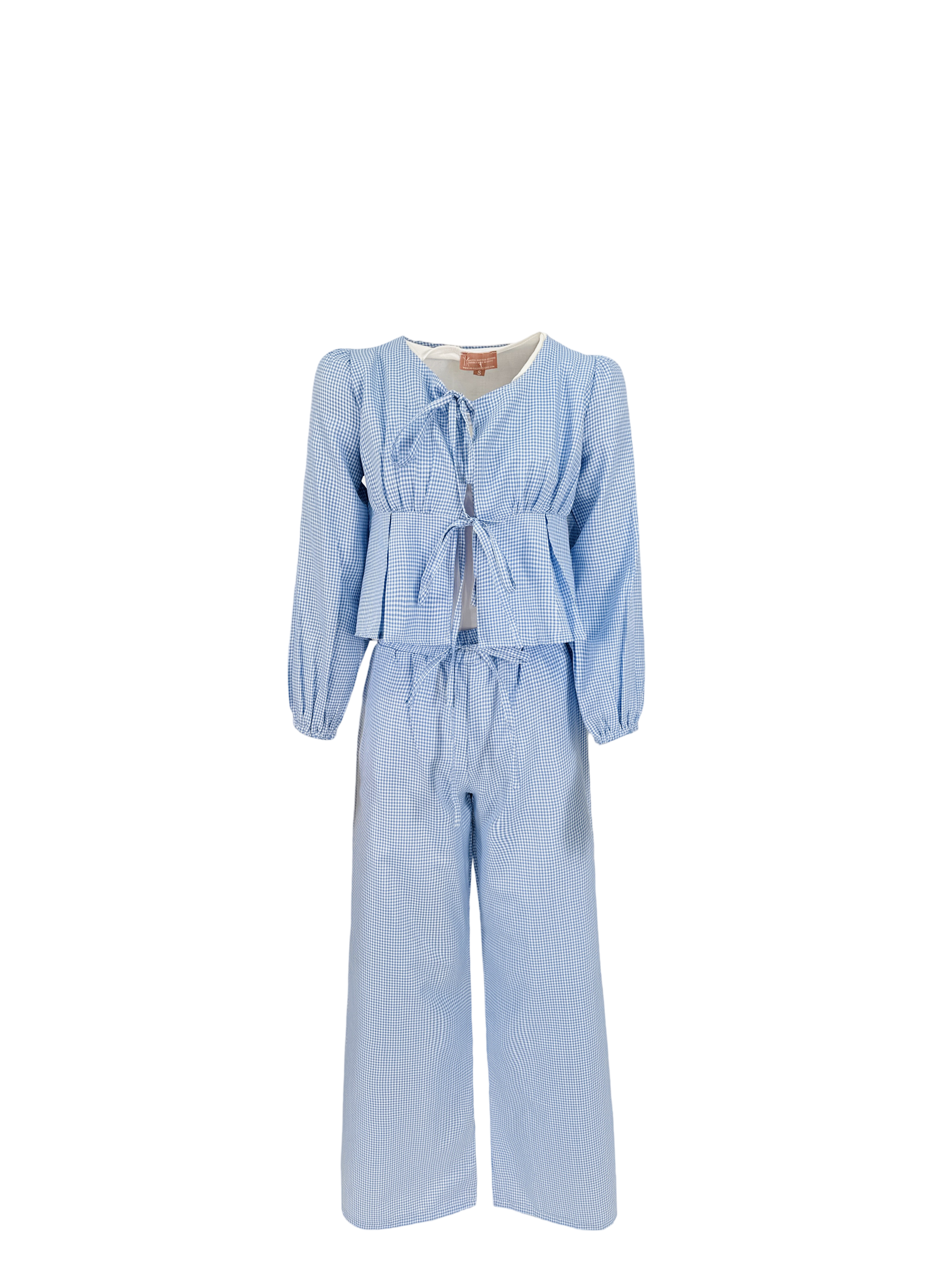 The Gingham Love Set Top Baby Blue