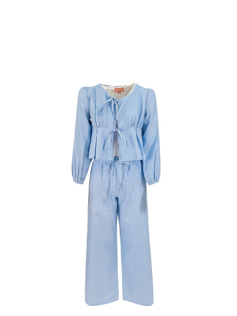 The Gingham Love Set Pants Baby Blue