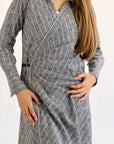 Wrap Drapes Linen Dress Heather Grey