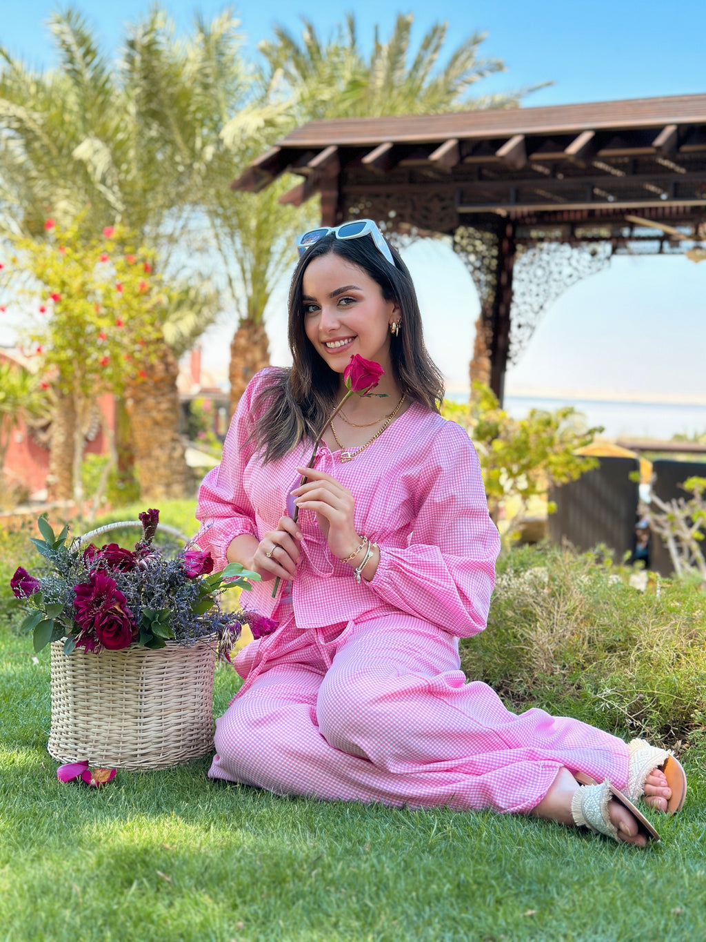 The Gingham Love Set Top Pink