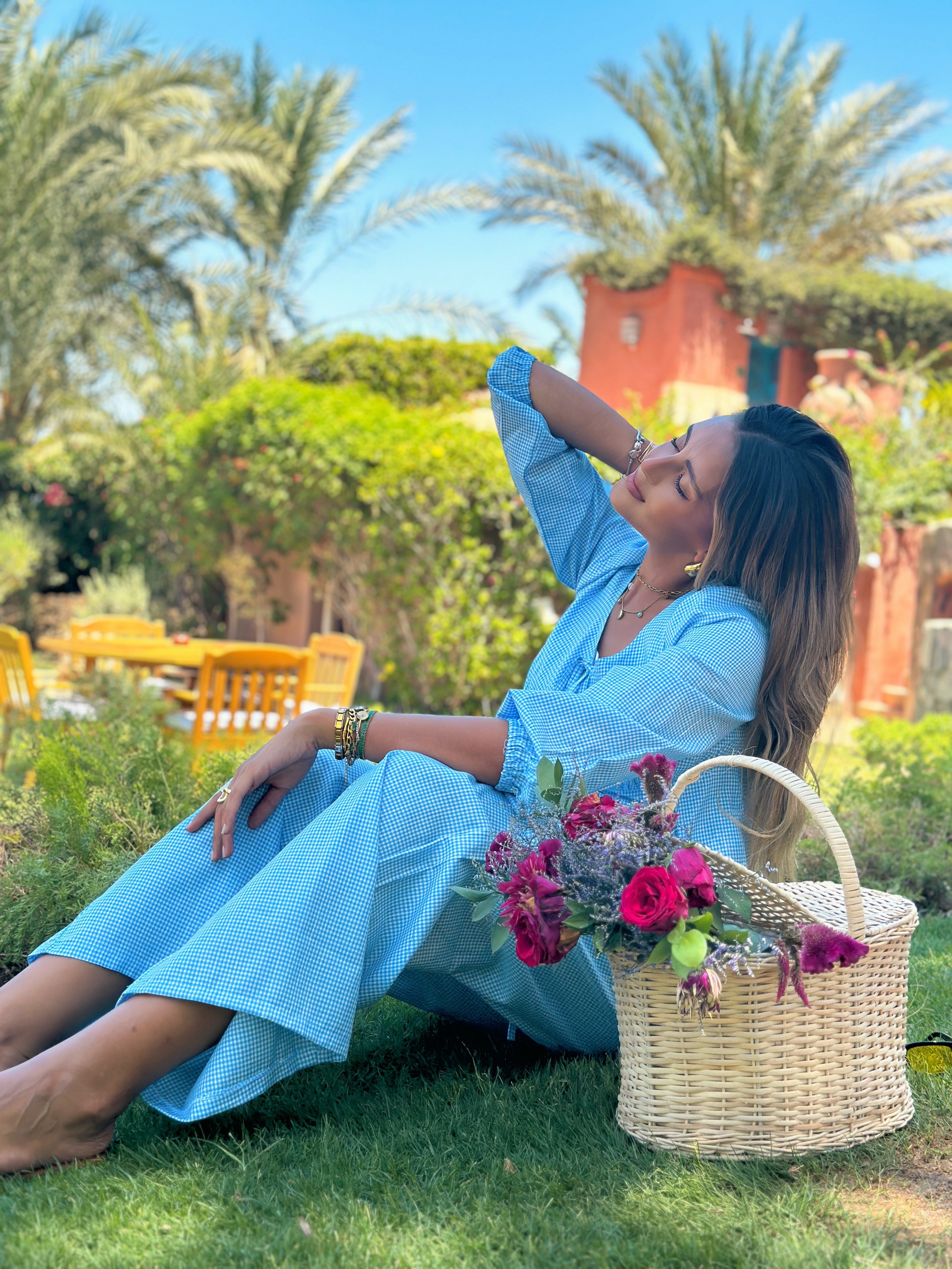 The Gingham Love Set Top Baby Blue
