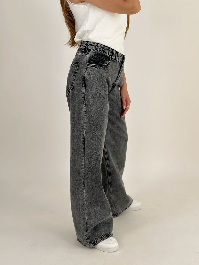 New Basic Wide Pants Silver Smoke