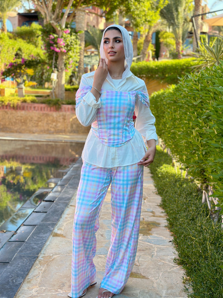 Silky Love Gingham Set Pants Pastels