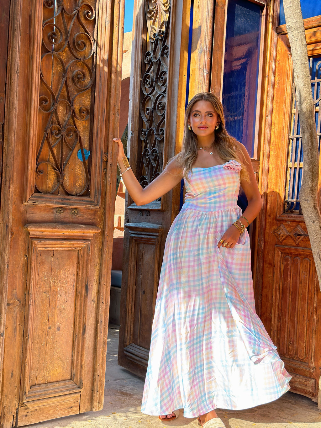 Fiore Silky Love Gingham Dress Pastel