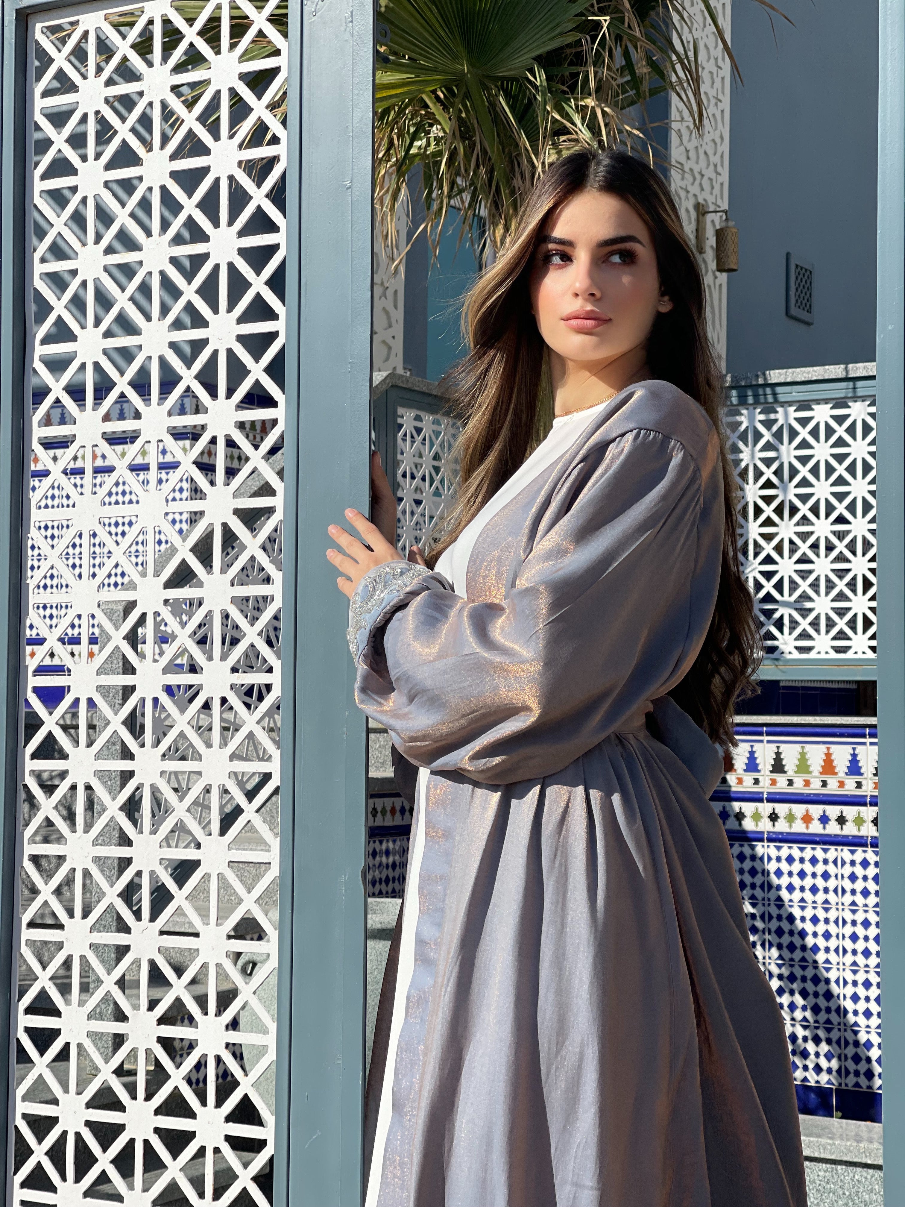 Shimmer And Blings Kaftan Greyish Sunset