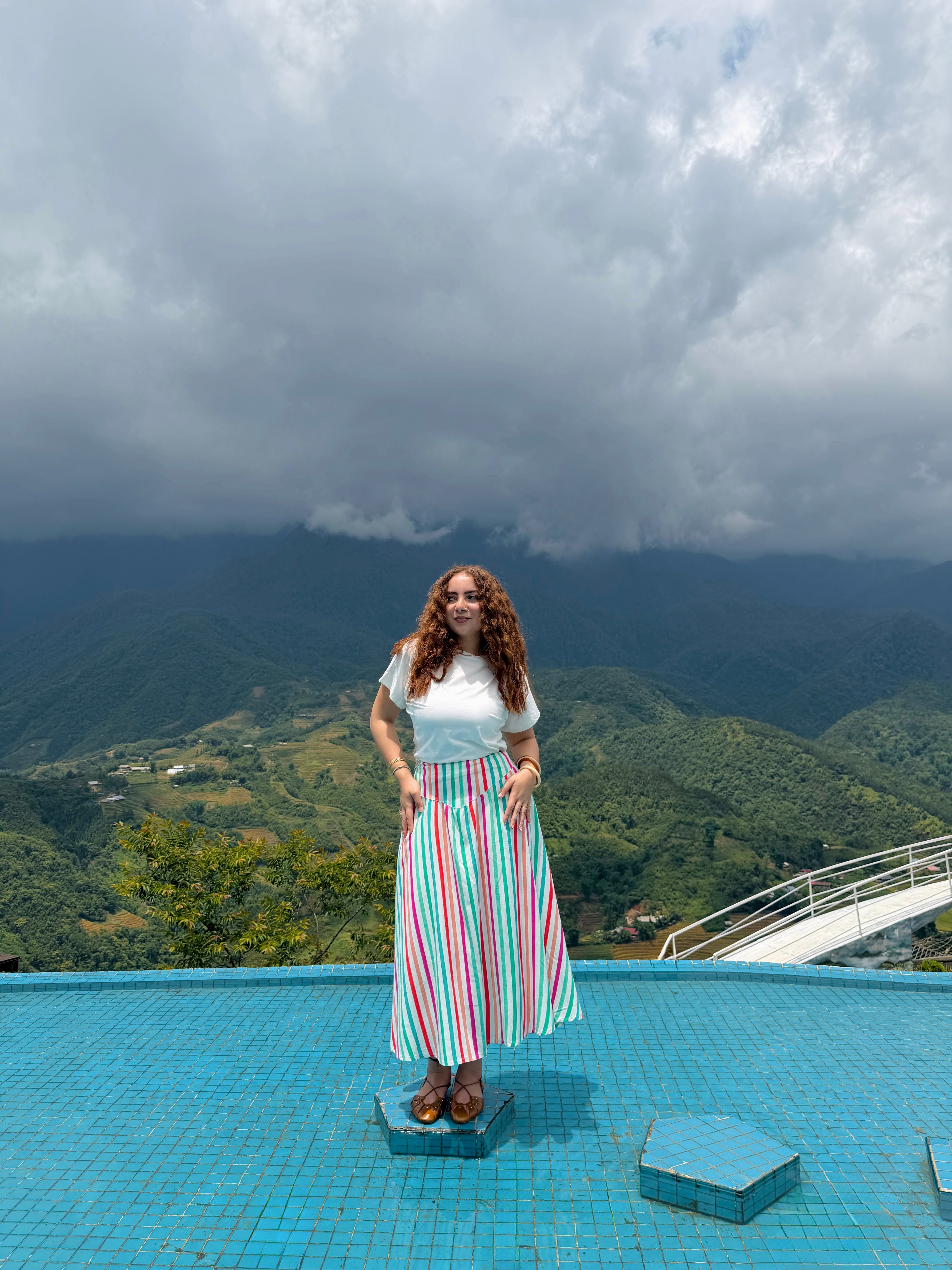 Colorful Stripes Snatched Skirt