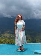 Colorful Stripes Snatched Skirt
