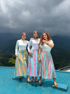 Colorful Stripes Snatched Skirt