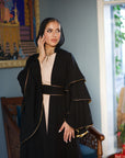 3 Ruffle Golden Kaftan Black