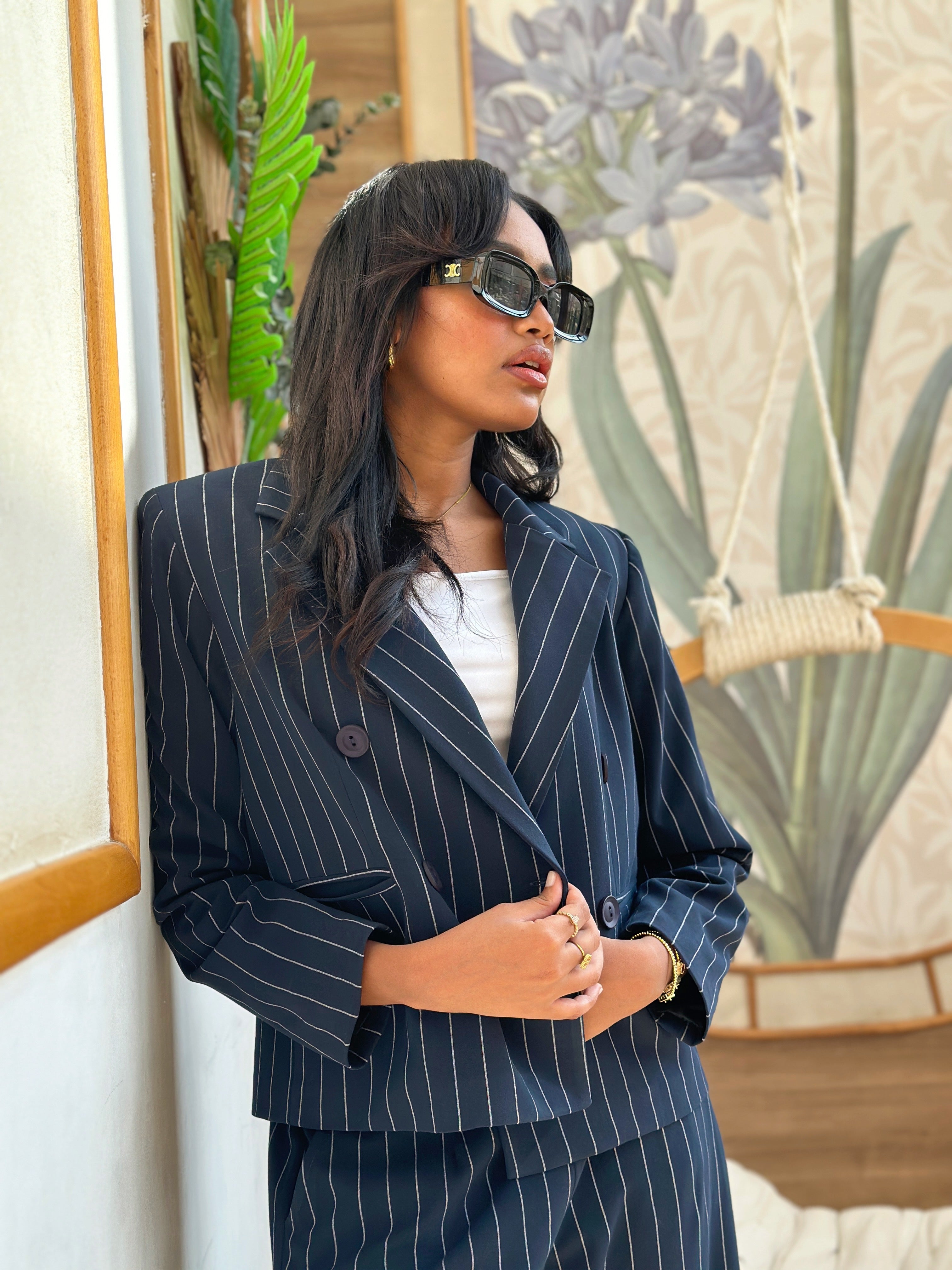 Strippy Suit Cropped Jacket