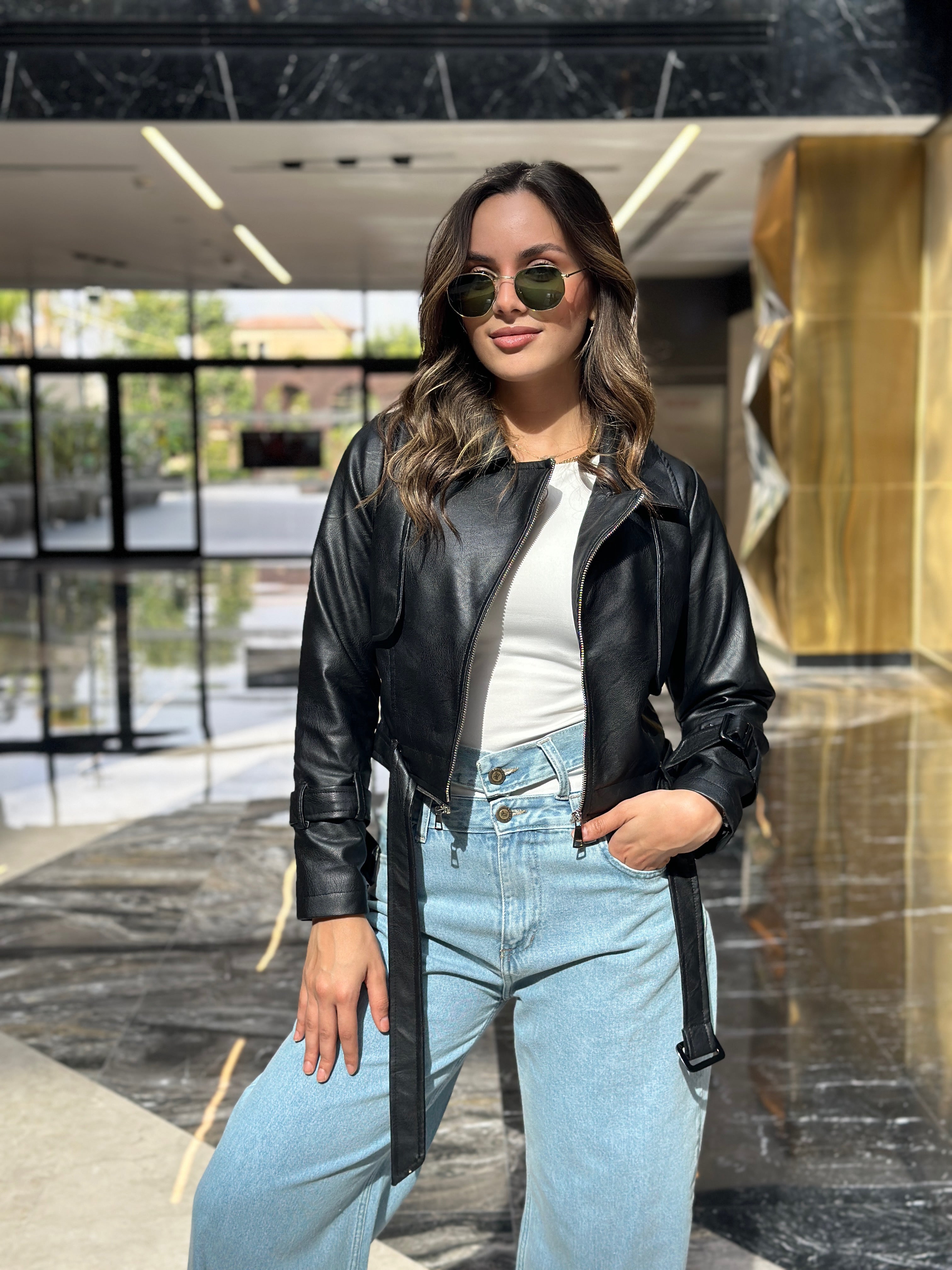 2 Way Leather Jacket Black